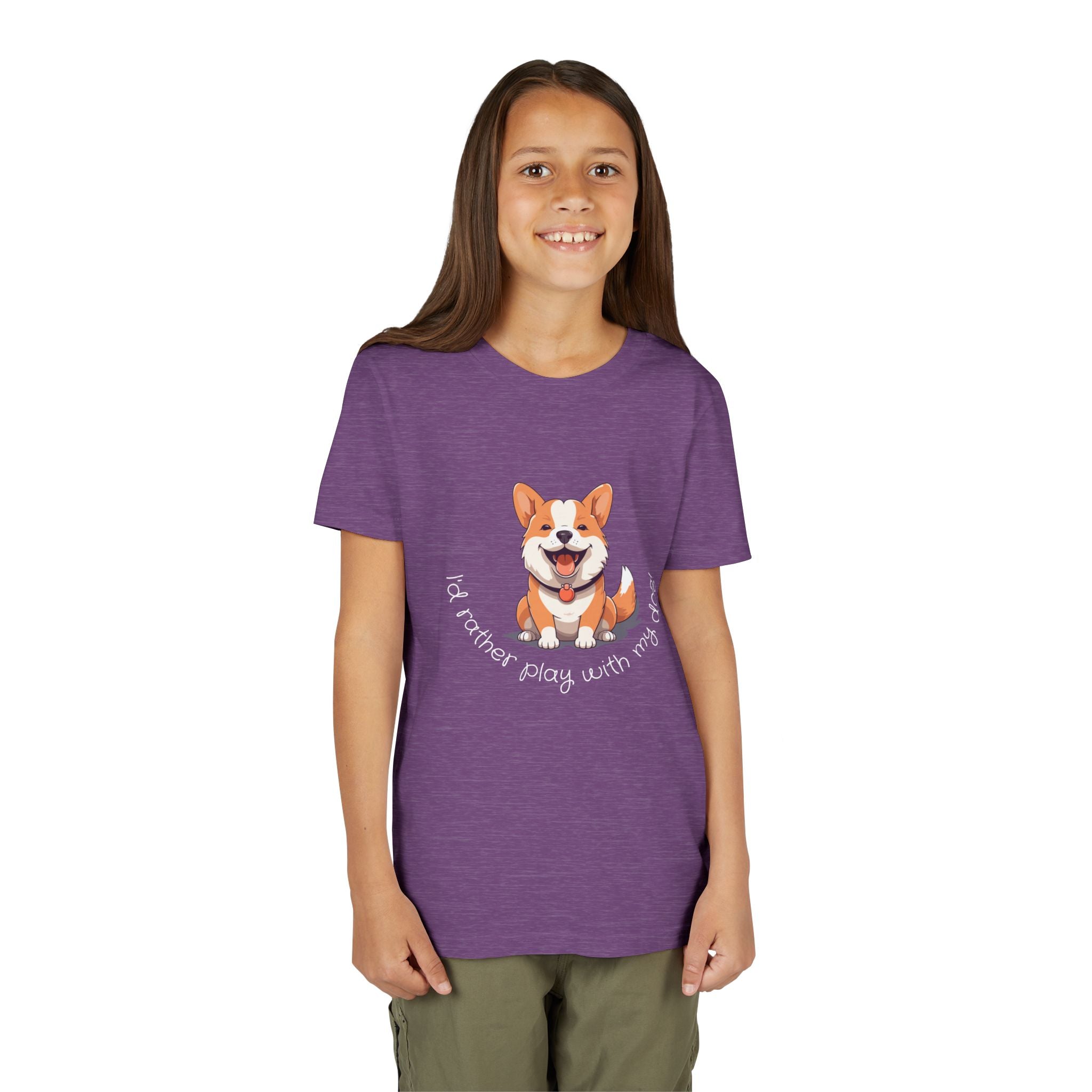 Youth Dog Lover Tee, Kids Corgi Shirt, Playful Dog T-Shirt, Pet Lover Gift, Children's Animal Apparel