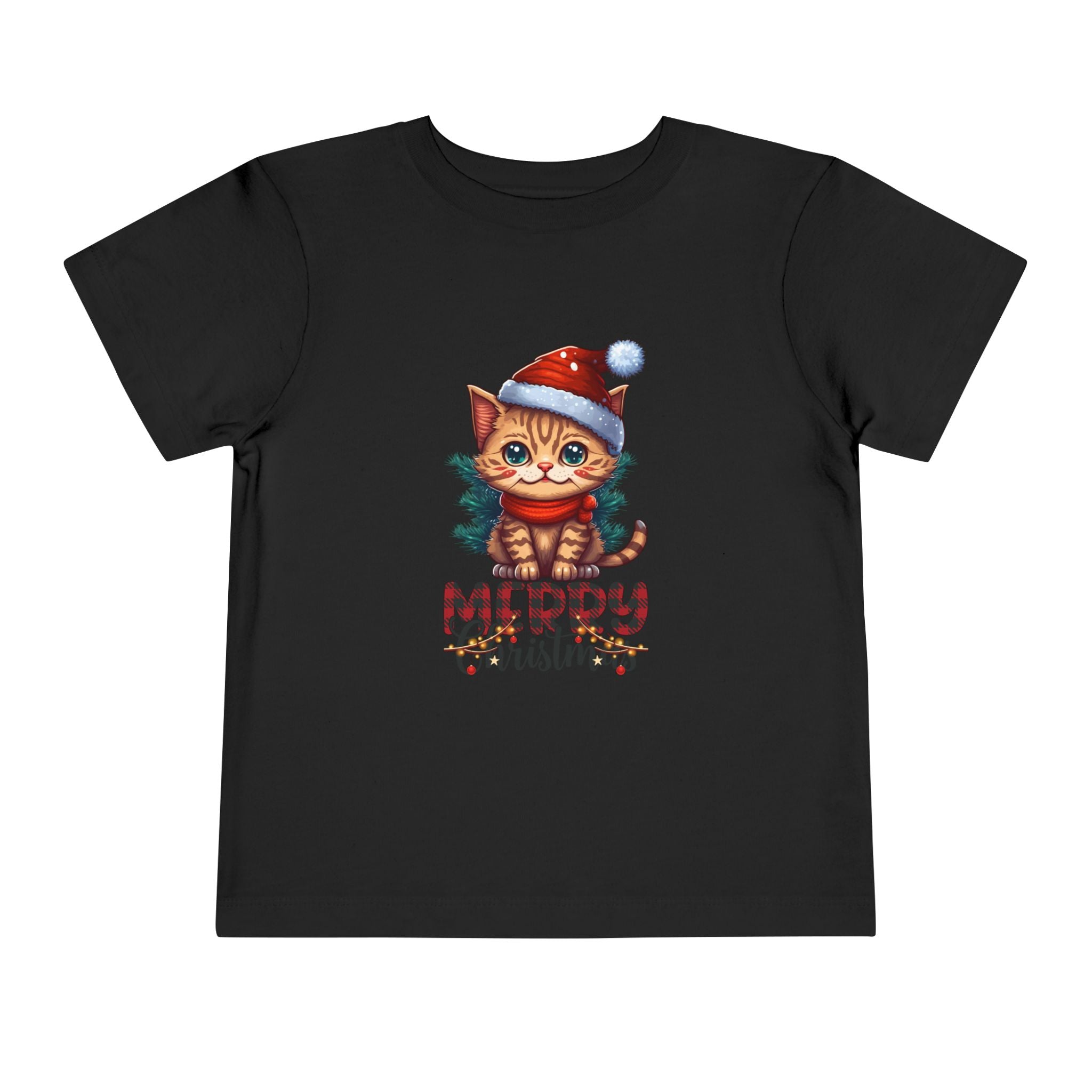 Cute Christmas Cat Tee for Toddlers, Holiday Shirt, Gift for Kids, Merry Christmas Tee, Fun Winter Wear, Festive Toddler Outfit