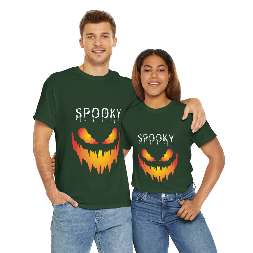 Spooky Unisex Heavy Cotton Tee - Halloween Shirt, Goth Fashion, Casual Wear, Festival Tee, Gift for Horror Fans