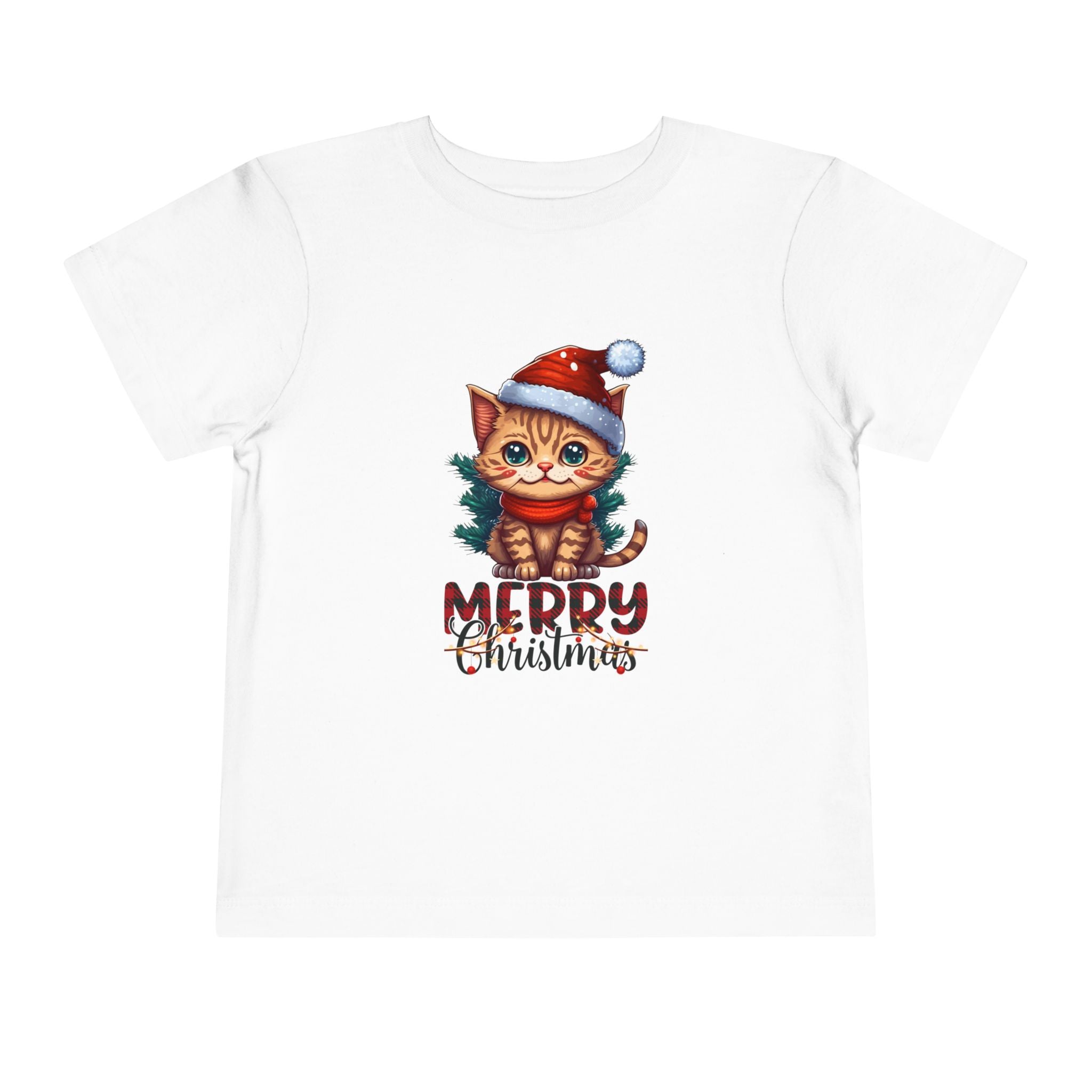 Cute Christmas Cat Tee for Toddlers, Holiday Shirt, Gift for Kids, Merry Christmas Tee, Fun Winter Wear, Festive Toddler Outfit