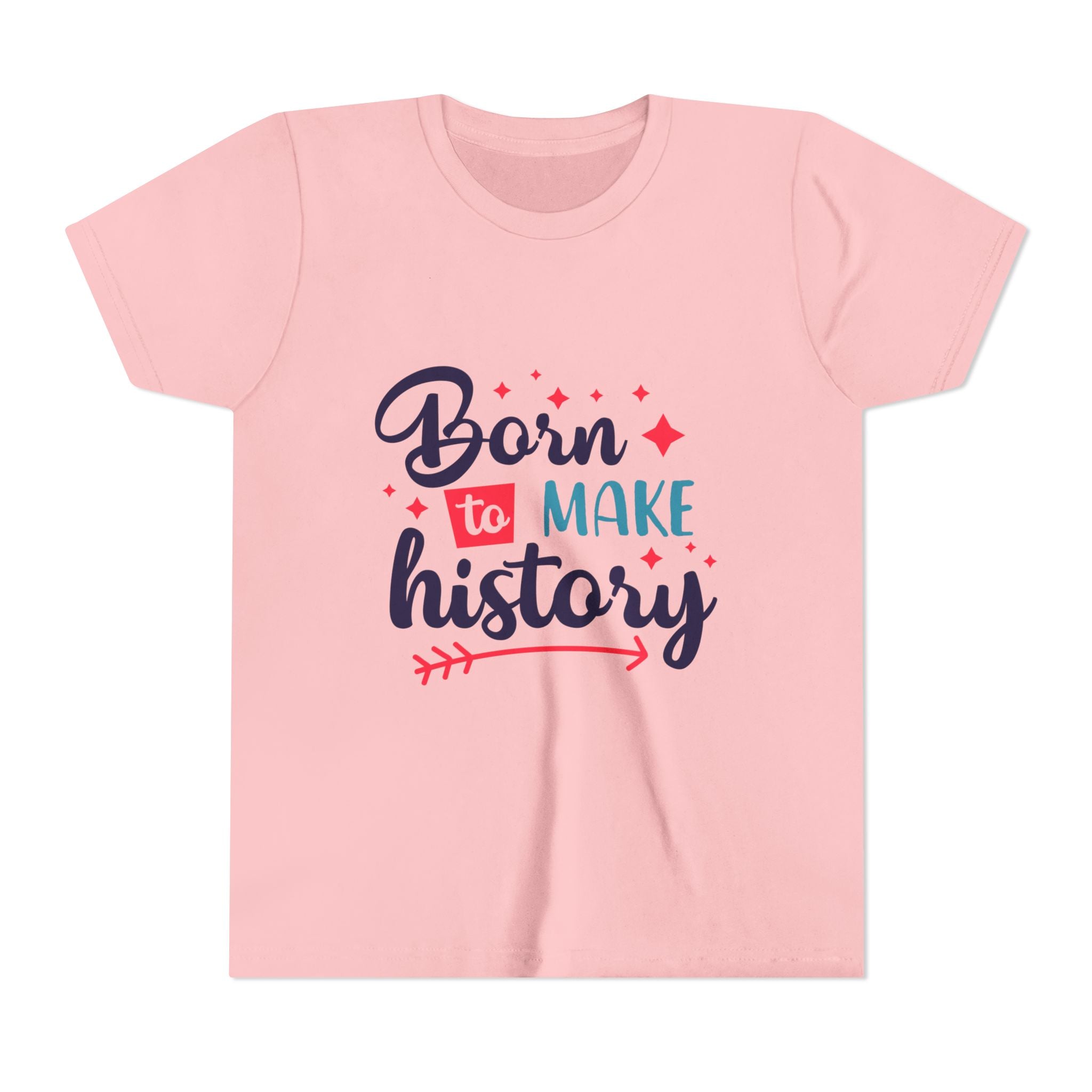 Inspired Youth Short Sleeve Tee: 'Born to Make History' Shirt, Kids Motivational Tee, Birthday Gift, Back to School, Fun Everyday Wear