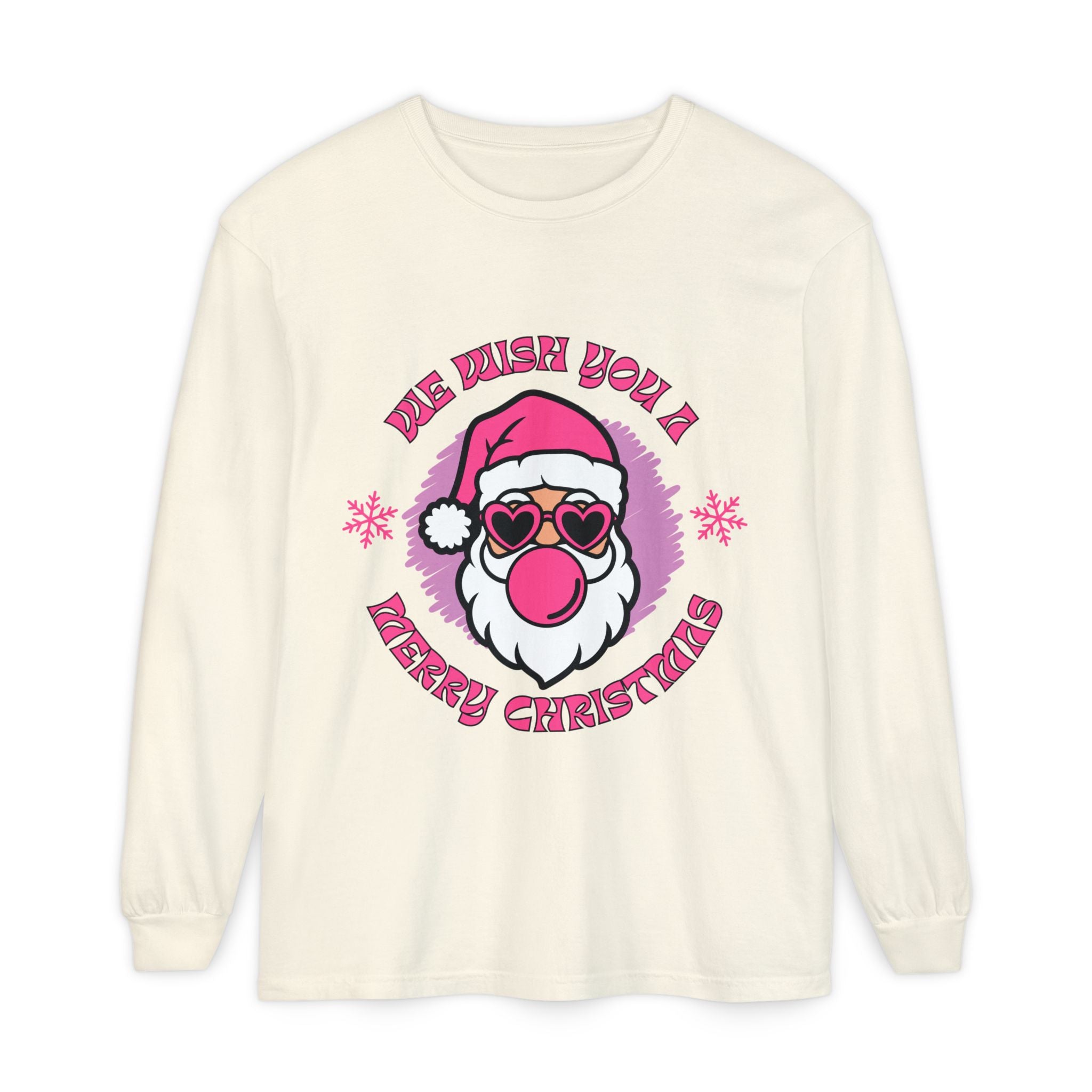 Merry Christmas Long Sleeve T-Shirt, Unisex Festive Tee, Holiday Wear, Santa Design Apparel, Christmas Gift Idea, Relaxed Fit Shirt