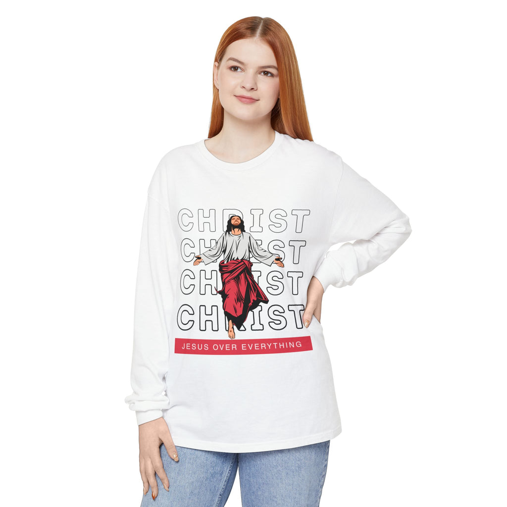 Unisex Long Sleeve T-Shirt - Jesus Over Everything, Christian Apparel, Faith-Based Gift, Spiritual Wear, Gospel Fashion