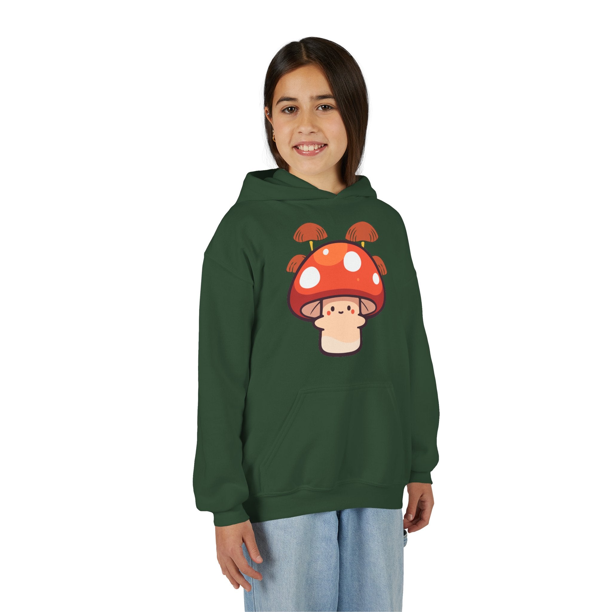 Cute Mushroom Youth Hoodie, Cozy Mushroom Sweatshirt for Kids, Perfect for Fall, Gifts for Young Nature Lovers, Fun Casual Wear