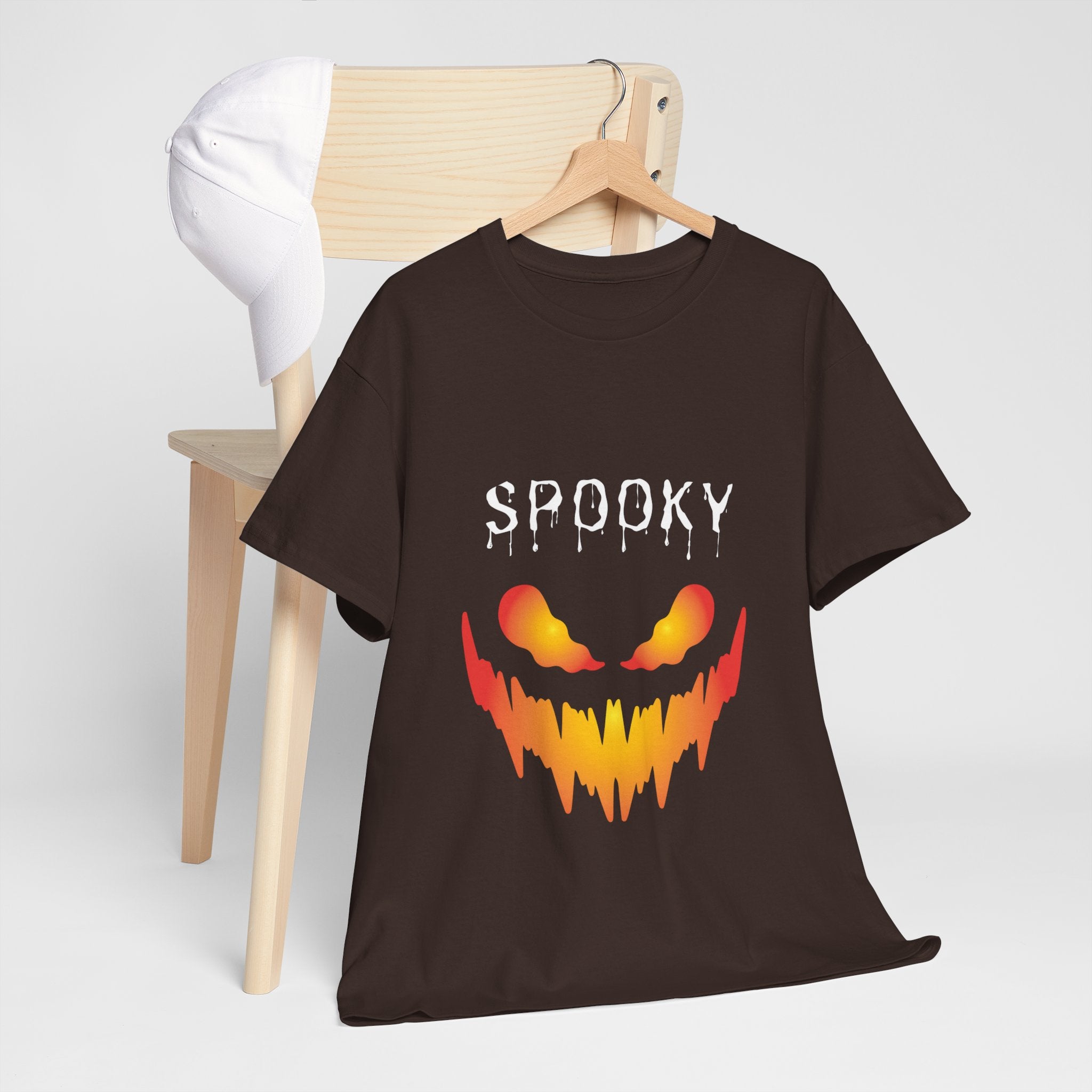 Spooky Unisex Heavy Cotton Tee - Halloween Shirt, Goth Fashion, Casual Wear, Festival Tee, Gift for Horror Fans