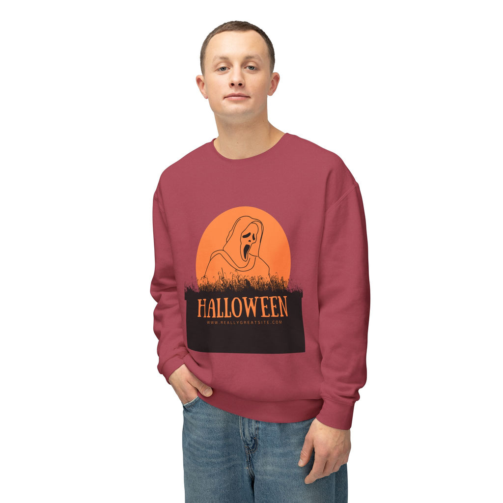Halloween Ghost Unisex Lightweight Crewneck Sweatshirt, Fall Fashion, Cozy Gift, Halloween Party, Spooky Season Apparel