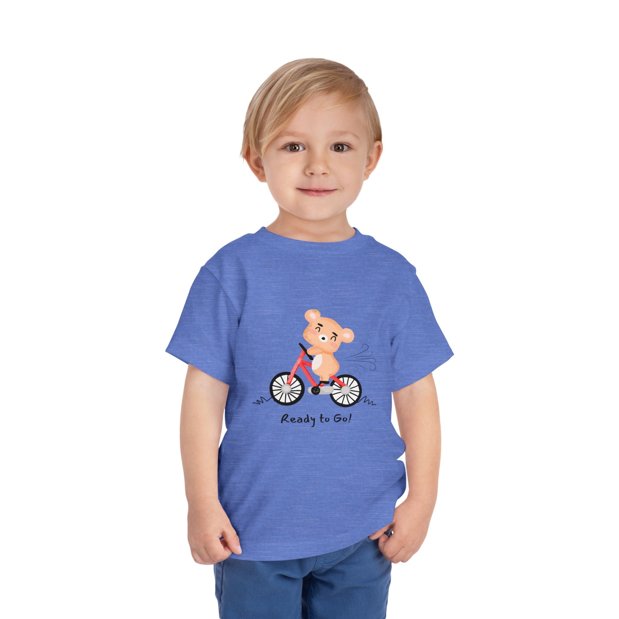 Cute Toddler Short Sleeve Tee - "Ready to Go!" Kids Shirt, Summer Outfit, Playful Apparel, Gift for Kids, Bicycle Design