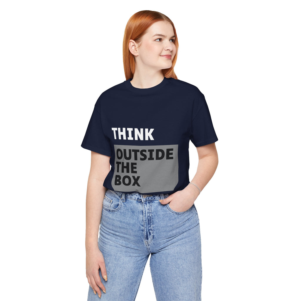 Think Outside the Box Unisex Tee, Short Sleeve T-shirt, Unique Design Shirt, Creative Tee, Unisex Graphic Tee