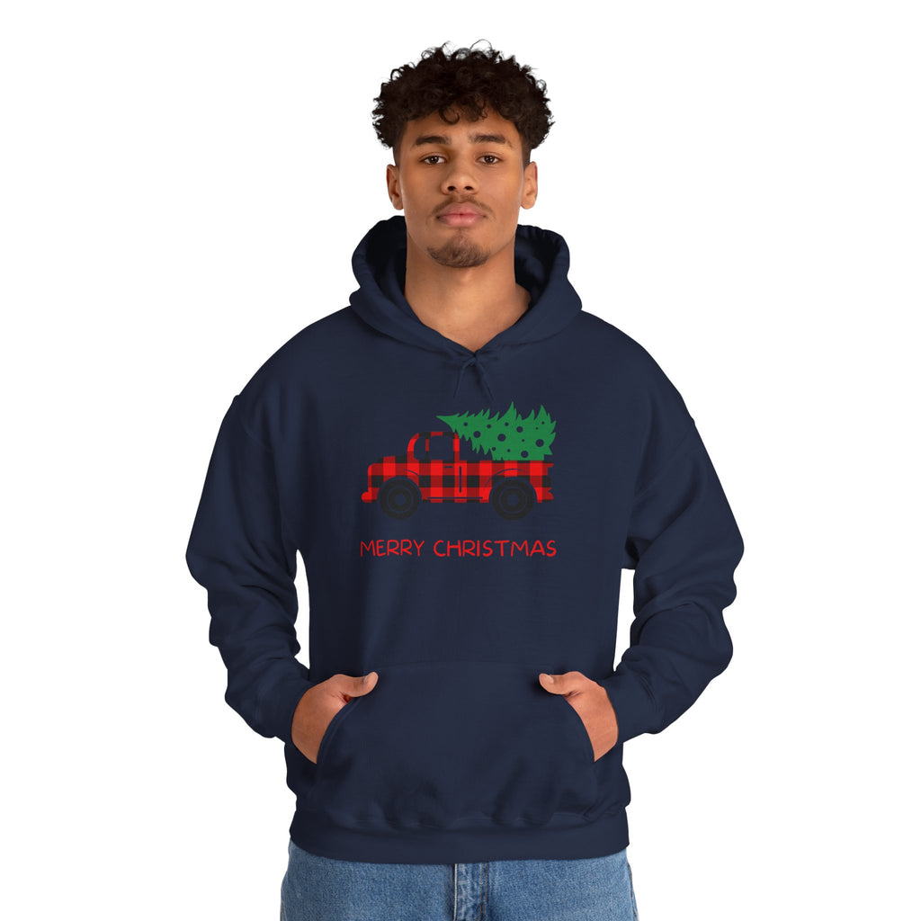 Merry Christmas Truck Hoodie, Festive Sweatshirt, Holiday Gift, Cozy Winter Apparel, Unisex Christmas Wear