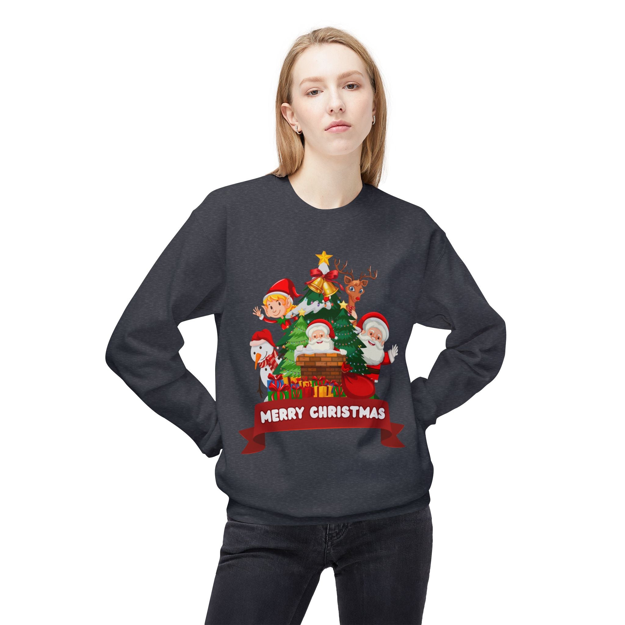 Festive Christmas Sweatshirt, Cozy Holiday Crewneck, Merry Christmas Gift, Family Matching Sweatshirt, Winter Apparel, Santa Design