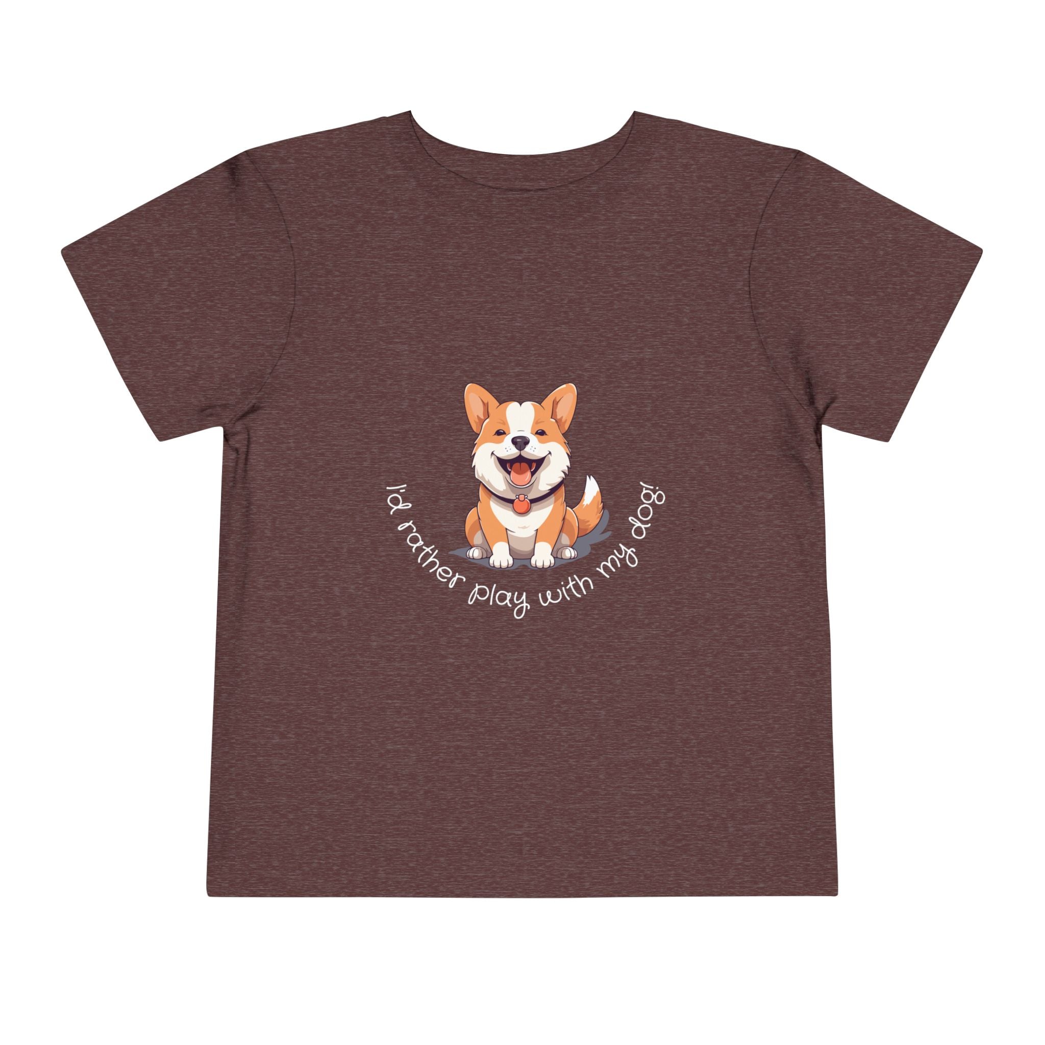 Cute Dog Lover Toddler Tee, I'd Rather Play with My Dog, Perfect for Dog Lovers, Birthday, Gift for Kids, Everyday Wear
