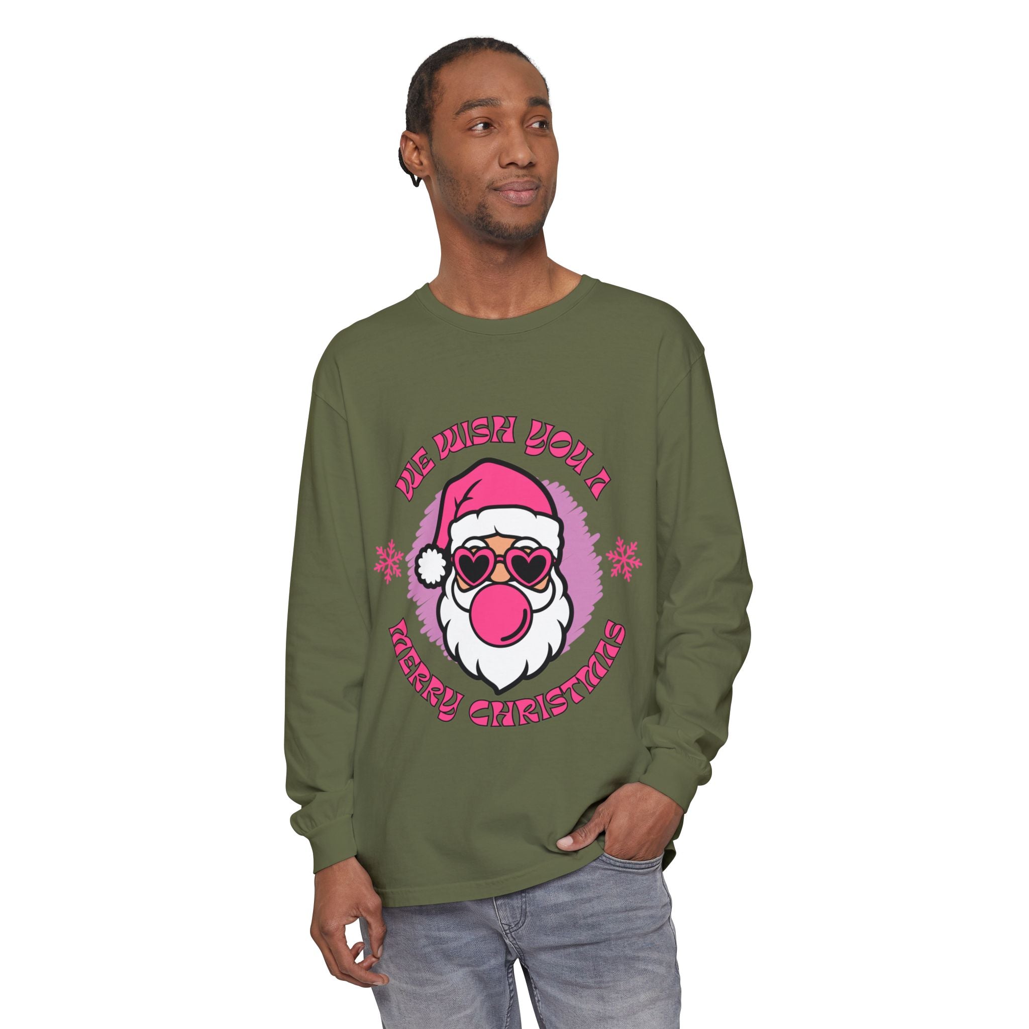 Merry Christmas Long Sleeve T-Shirt, Unisex Festive Tee, Holiday Wear, Santa Design Apparel, Christmas Gift Idea, Relaxed Fit Shirt