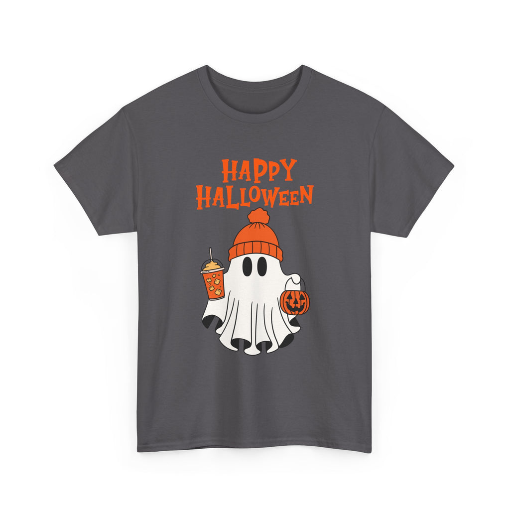 Happy Halloween Ghost Tee, Unisex Cotton T-Shirt, Halloween Apparel, Fall Fashion, Cute Halloween Gift, Ghost Tee