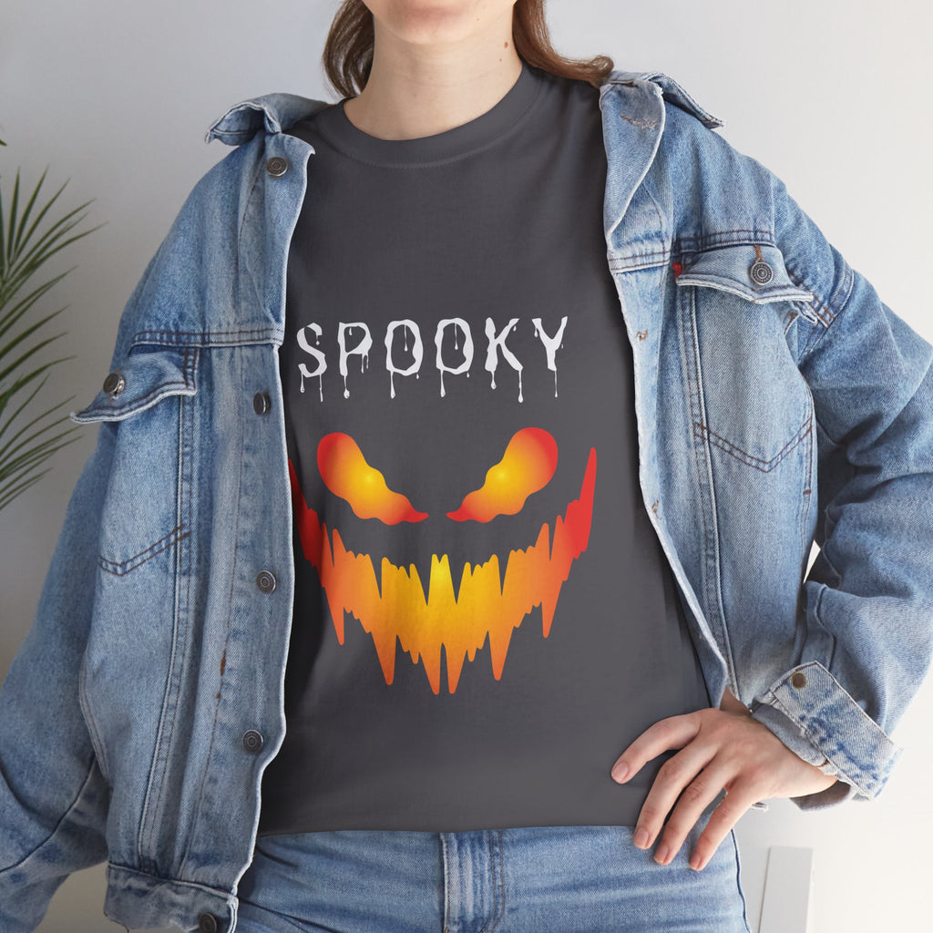 Spooky Unisex Heavy Cotton Tee - Halloween Shirt, Goth Fashion, Casual Wear, Festival Tee, Gift for Horror Fans