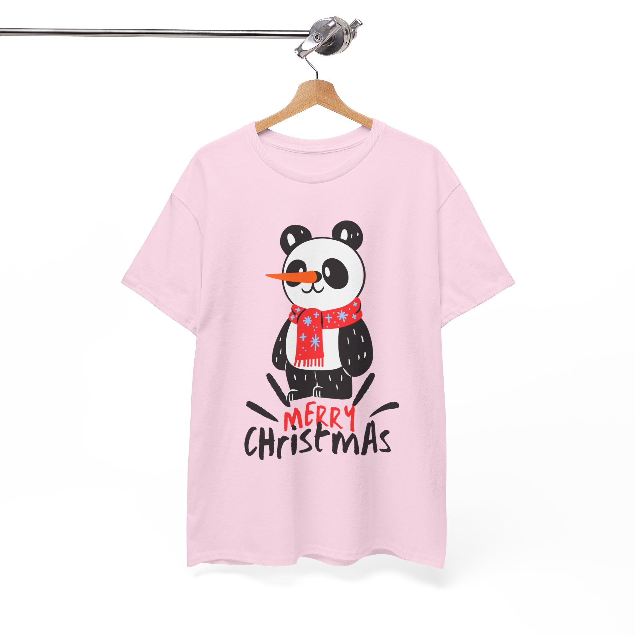 Cute Merry Christmas Panda Tee for Holiday Cheer, Unisex Cotton T-Shirt, Fun Gift for Him & Her, Christmas Apparel, Winter Gathering