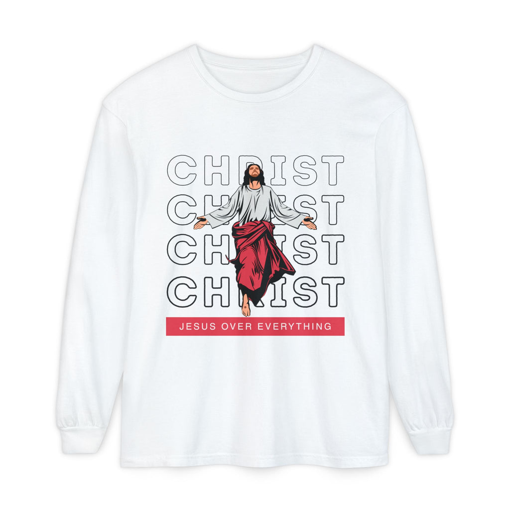 Unisex Long Sleeve T-Shirt - Jesus Over Everything, Christian Apparel, Faith-Based Gift, Spiritual Wear, Gospel Fashion