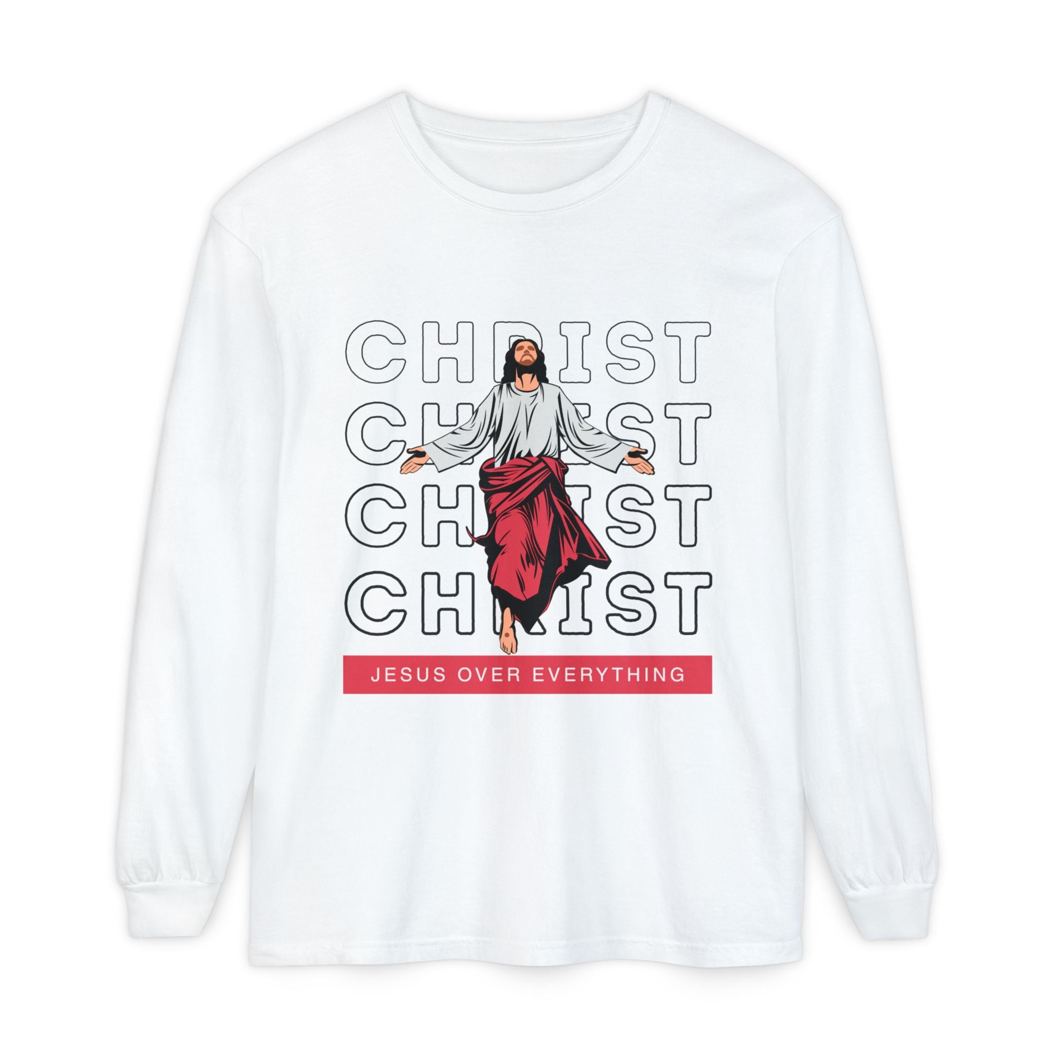 Unisex Long Sleeve T-Shirt - Jesus Over Everything, Christian Apparel, Faith-Based Gift, Spiritual Wear, Gospel Fashion