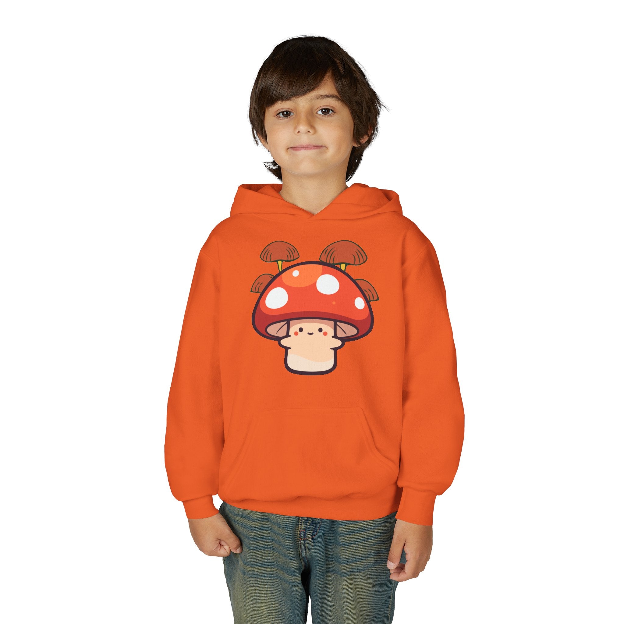 Cute Mushroom Youth Hoodie, Cozy Mushroom Sweatshirt for Kids, Perfect for Fall, Gifts for Young Nature Lovers, Fun Casual Wear