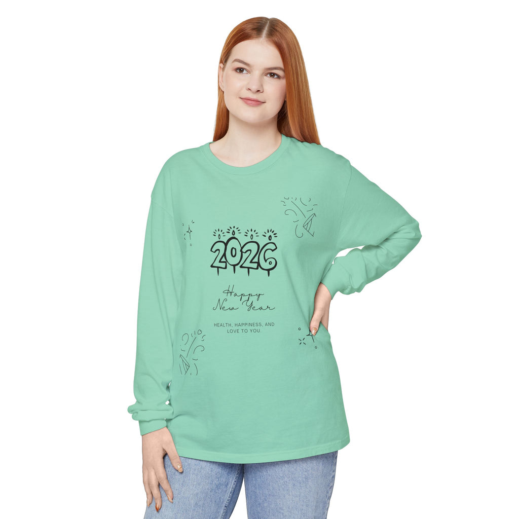 2026 Happy New Year Long Sleeve T-Shirt | Cozy Holiday Top, Unisex Style, Celebration Apparel, Gift for Him/Her, Festive Fashion