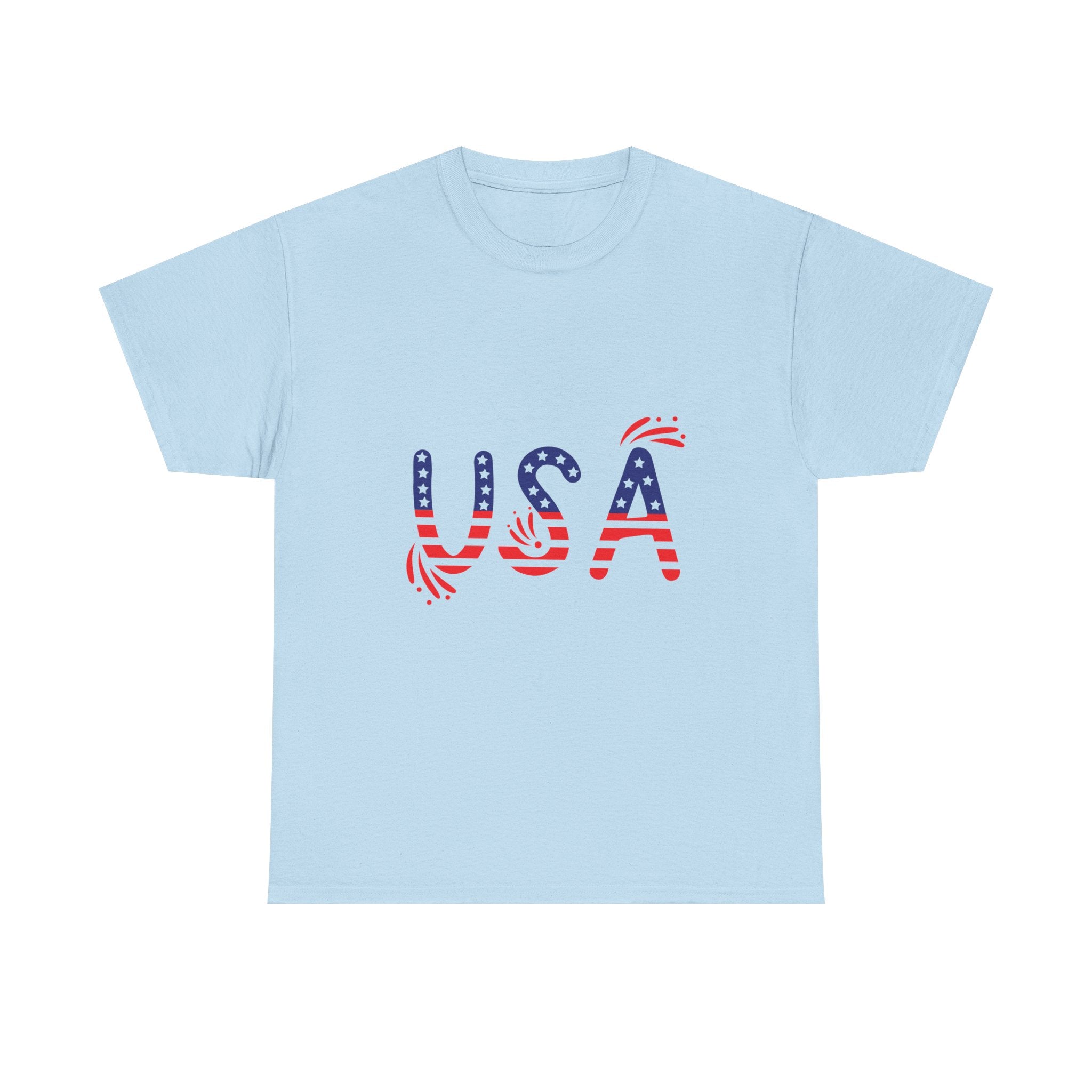 Patriotic USA Tee - Unisex Heavy Cotton T-Shirt for Independence Day, Barbecues, Festivals, Casual Wear, Gift