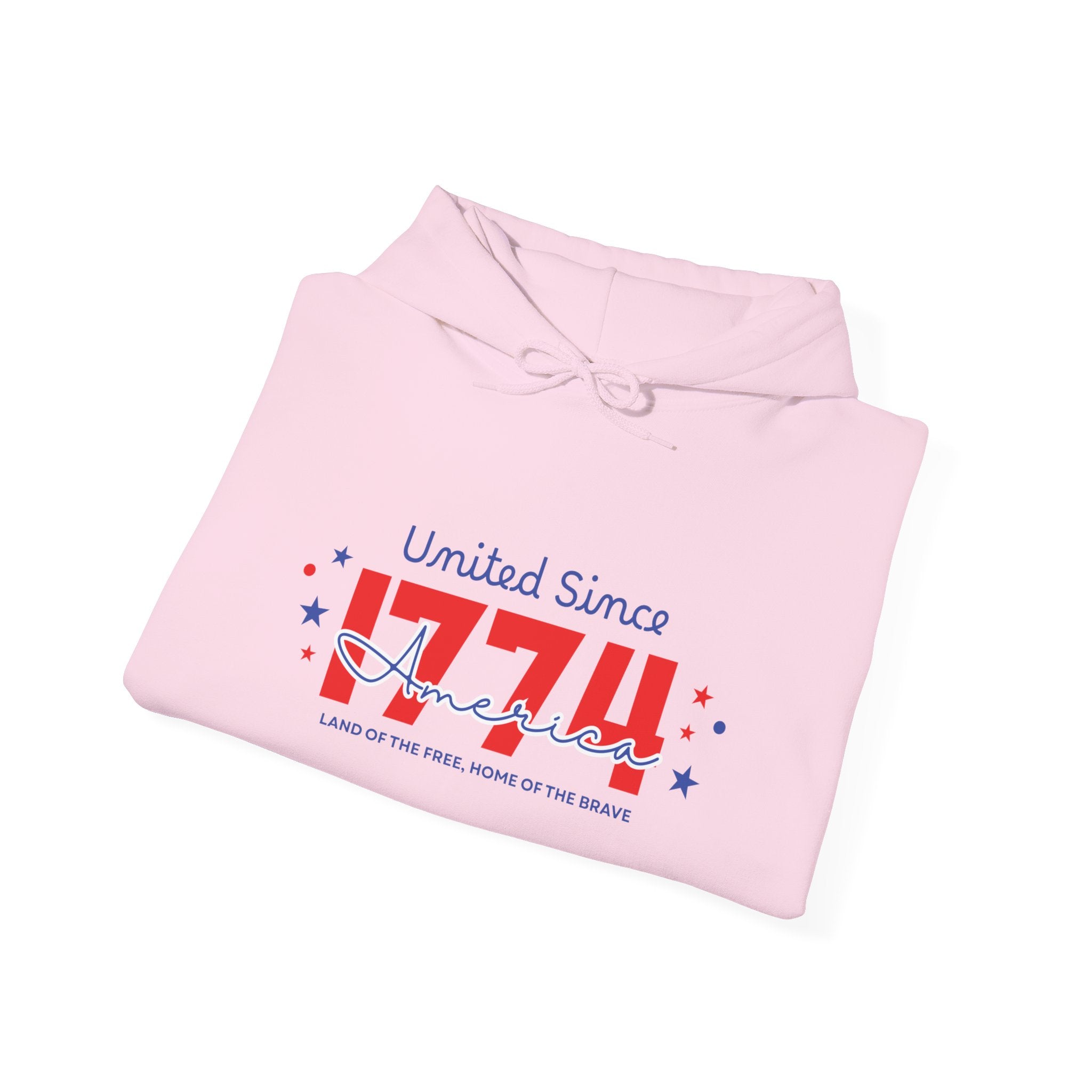 Patriotic Hooded Sweatshirt - United Since 1774, Unisex Pullover, 4th of July Gift, Cozy Fall Apparel, Red White Blue Hoodie