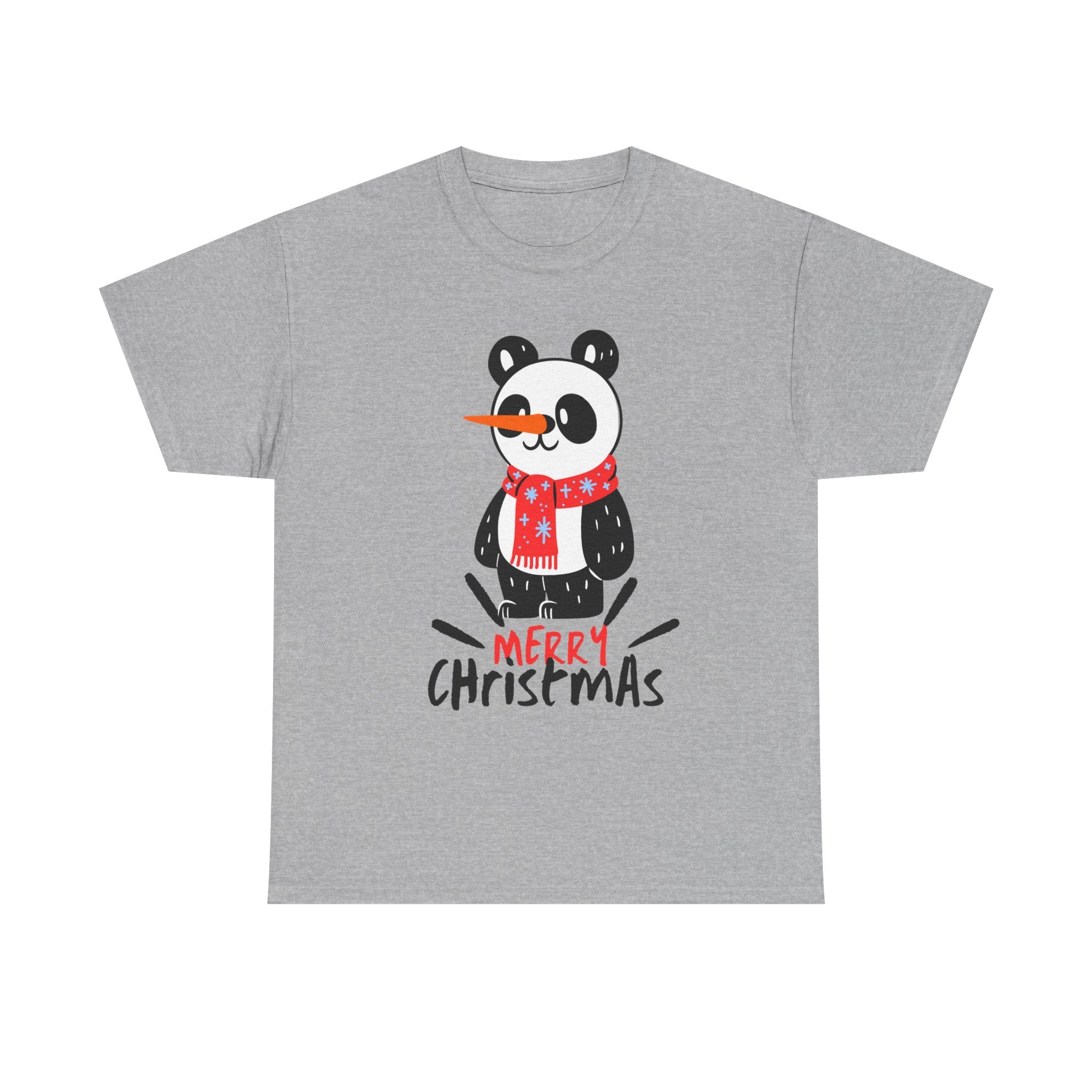 Cute Merry Christmas Panda Tee for Holiday Cheer, Unisex Cotton T-Shirt, Fun Gift for Him & Her, Christmas Apparel, Winter Gathering