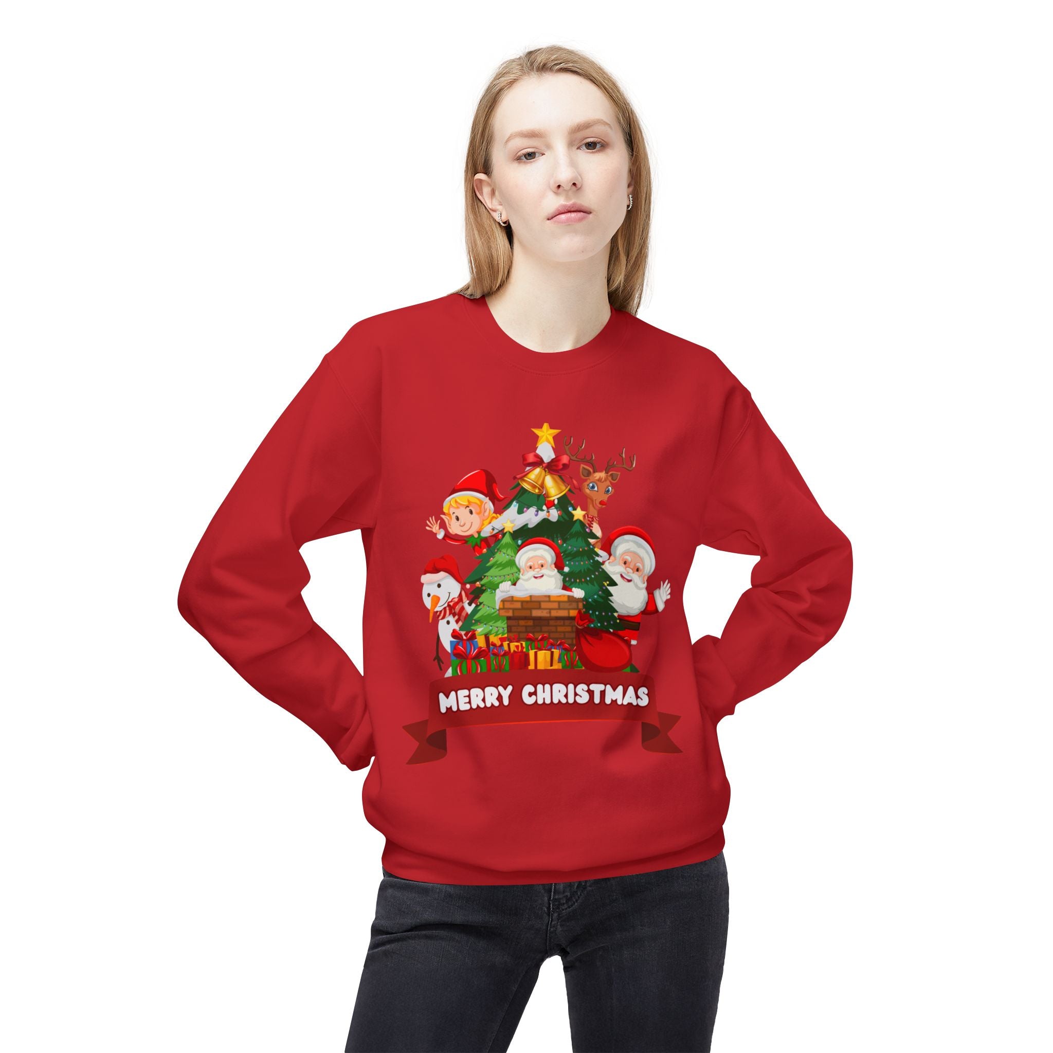 Festive Christmas Sweatshirt, Cozy Holiday Crewneck, Merry Christmas Gift, Family Matching Sweatshirt, Winter Apparel, Santa Design