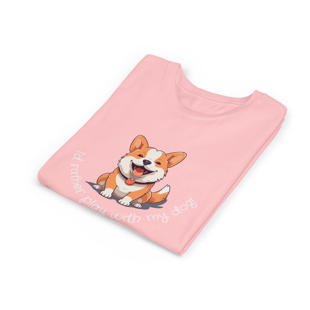 Youth Dog Lover Tee, Kids Corgi Shirt, Playful Dog T-Shirt, Pet Lover Gift, Children's Animal Apparel