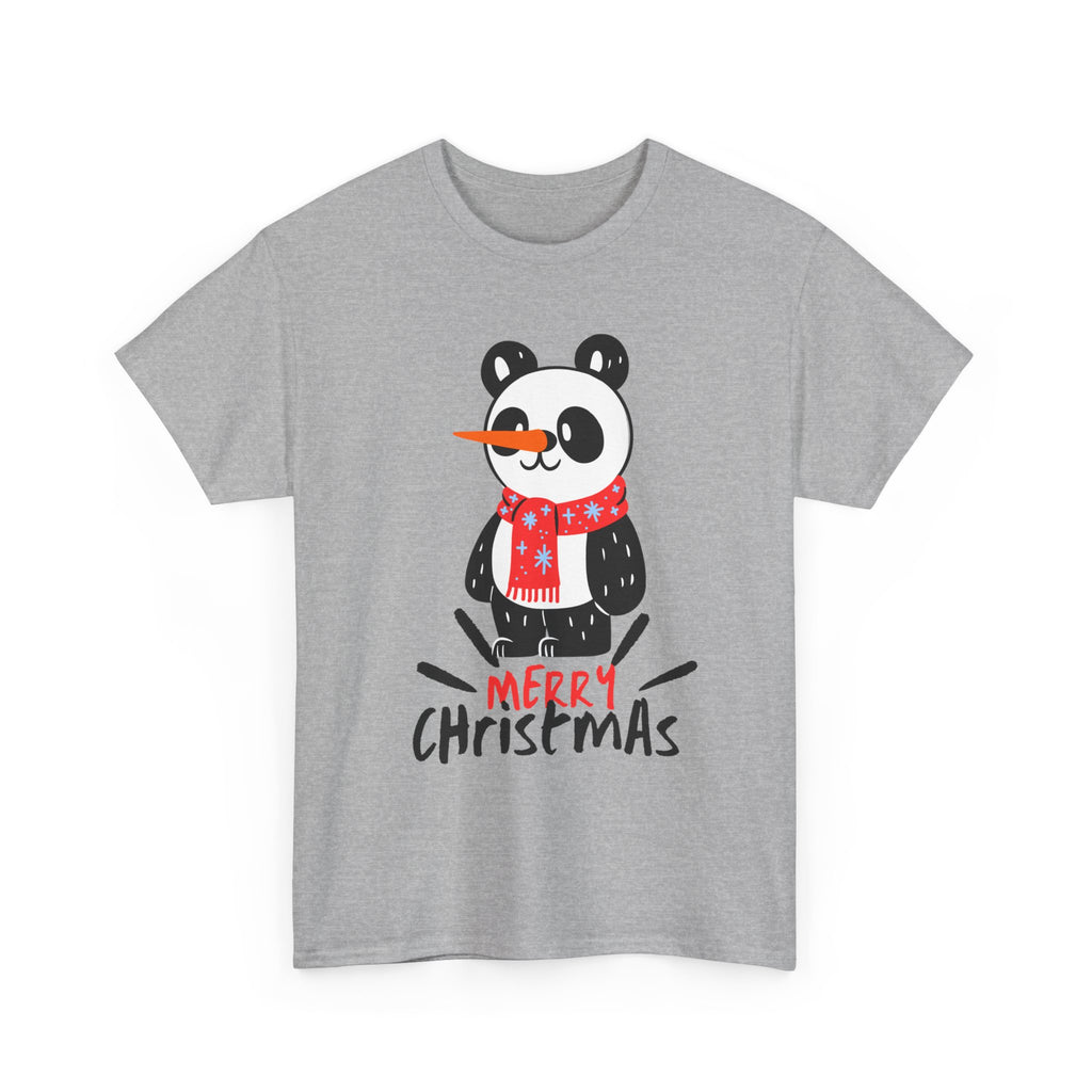 Cute Merry Christmas Panda Tee for Holiday Cheer, Unisex Cotton T-Shirt, Fun Gift for Him & Her, Christmas Apparel, Winter Gathering