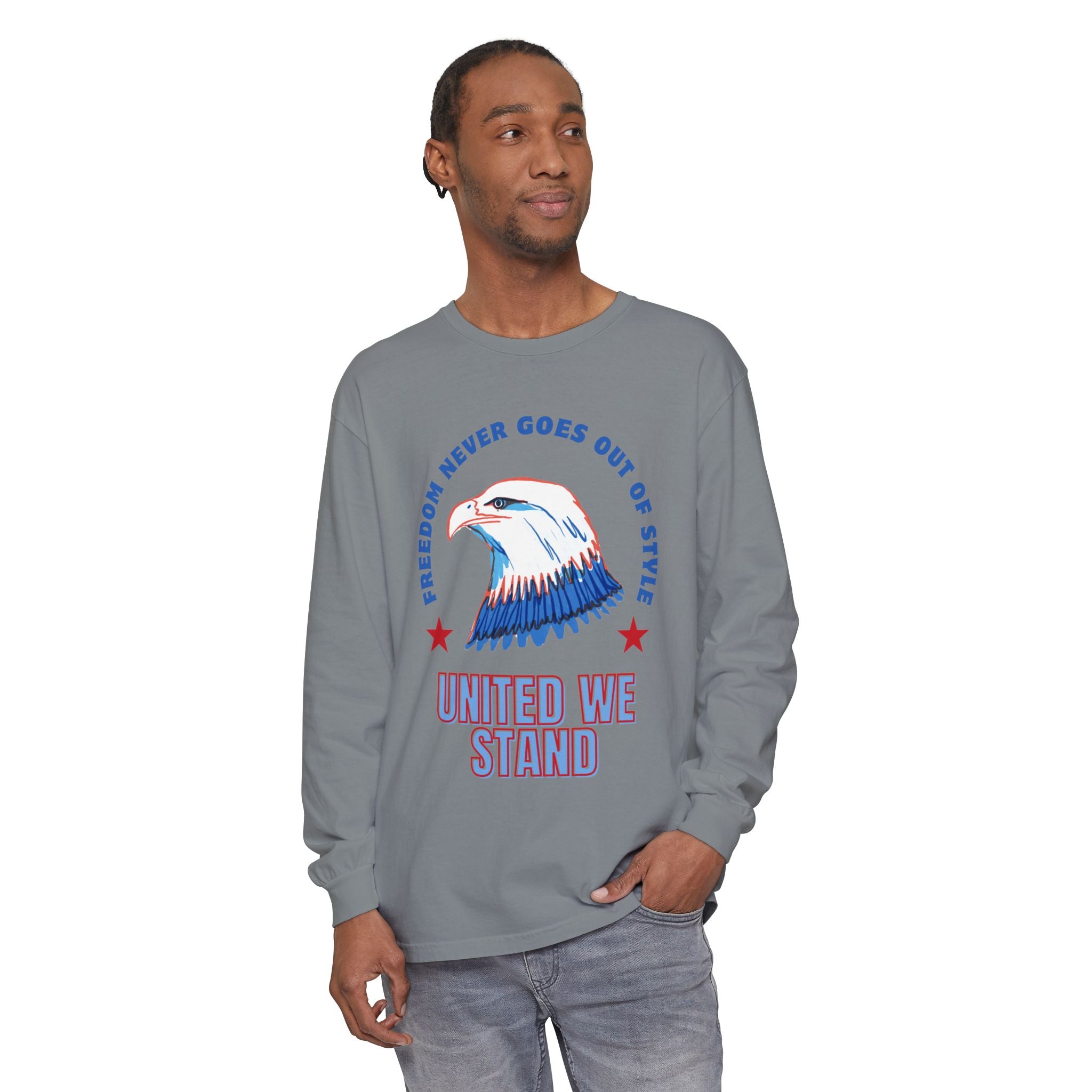 Patriotic Long Sleeve T-Shirt Perfect for Celebrating Holidays, Independence Days
