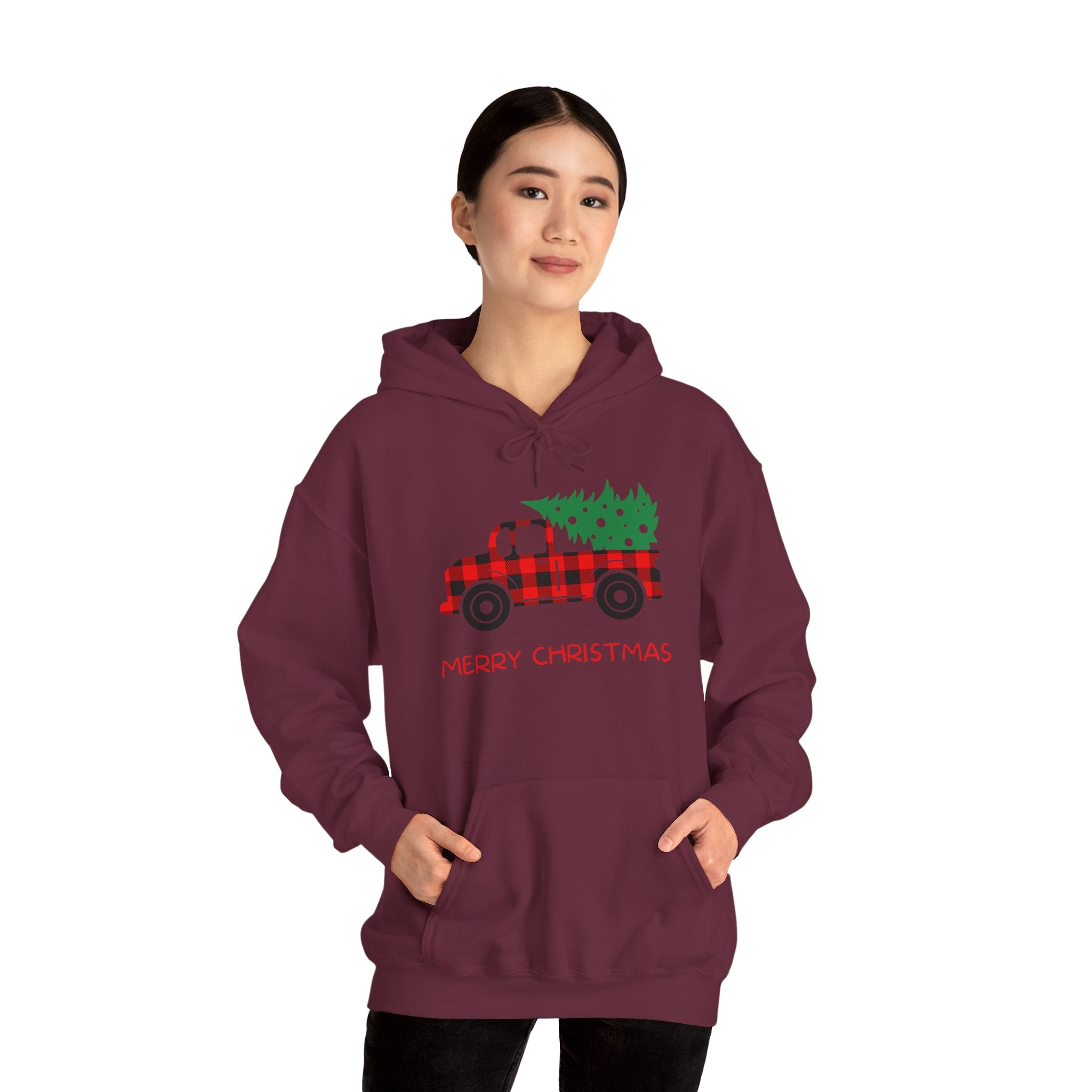 Merry Christmas Truck Hoodie, Festive Sweatshirt, Holiday Gift, Cozy Winter Apparel, Unisex Christmas Wear