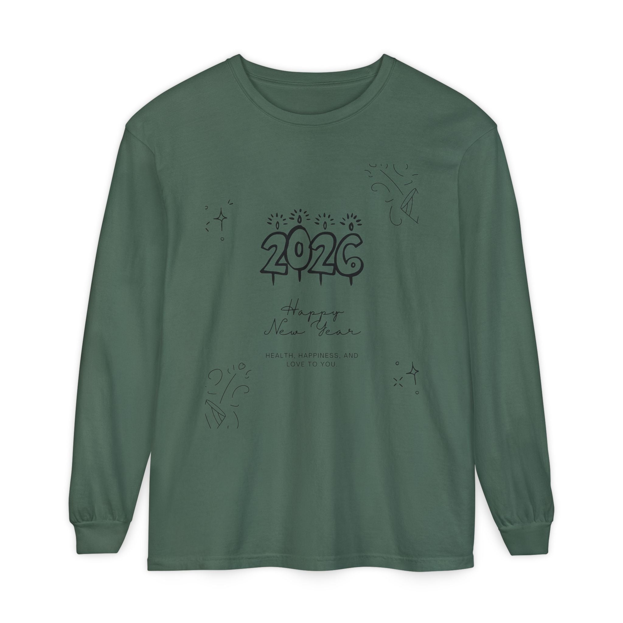 2026 Happy New Year Long Sleeve T-Shirt | Cozy Holiday Top, Unisex Style, Celebration Apparel, Gift for Him/Her, Festive Fashion