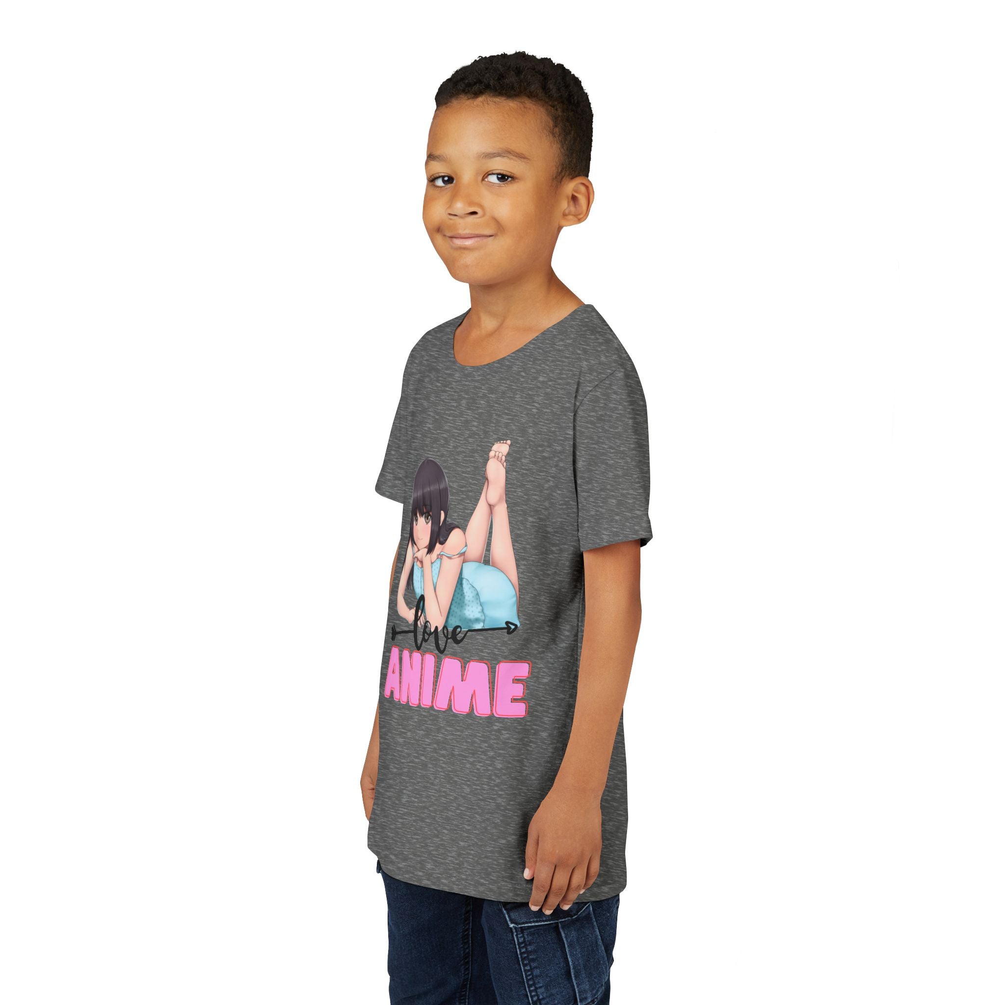Anime Love Youth Tee, Kids' Anime Shirt, Manga Fans Gift, Cute Youth T-Shirt, Kawaii Apparel for Kids, Anime Enthusiasts Tee
