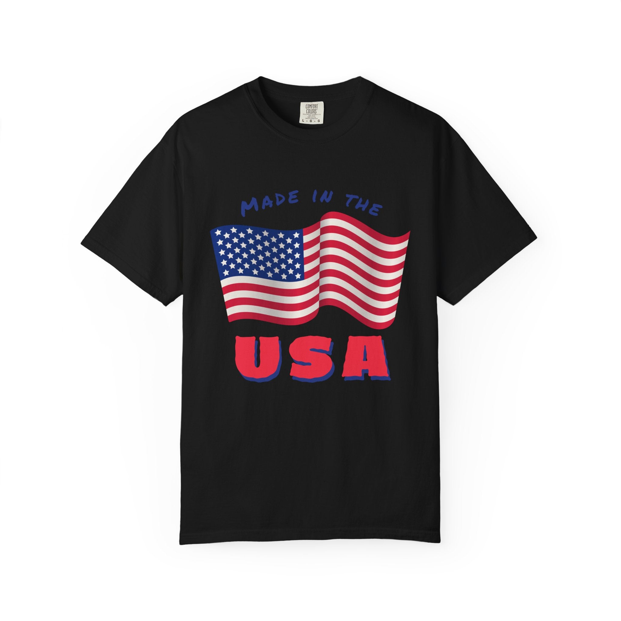 Patriotic T-Shirt for Celebrations, Made in the USA Tee, Unisex Garment-Dyed Shirt, July 4th Apparel, Red White Blue Tee