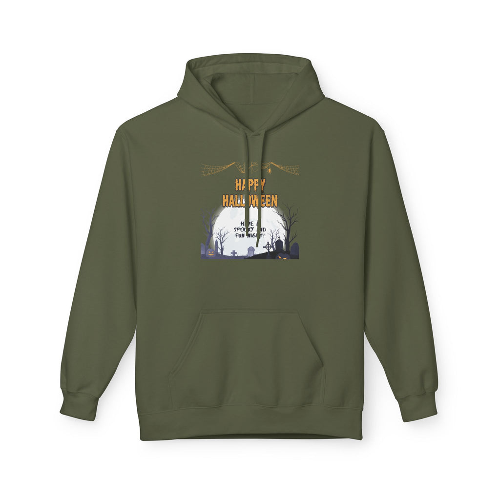 Spooky Halloween Fleece Hoodie, Unisex Softstyle Hoodie, Cozy Fall Apparel, Trick or Treat Sweater, Perfect for Halloween Parties