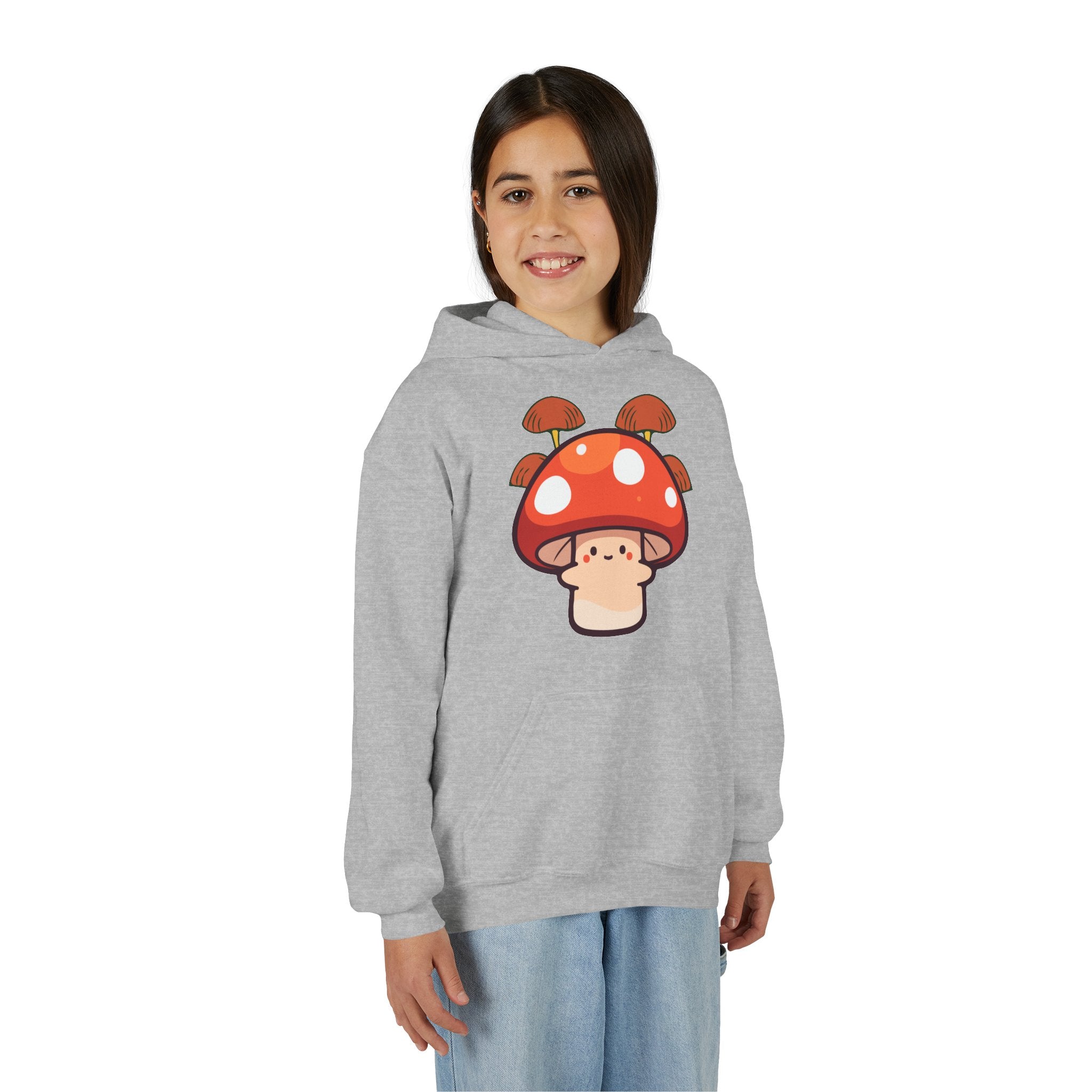 Cute Mushroom Youth Hoodie, Cozy Mushroom Sweatshirt for Kids, Perfect for Fall, Gifts for Young Nature Lovers, Fun Casual Wear