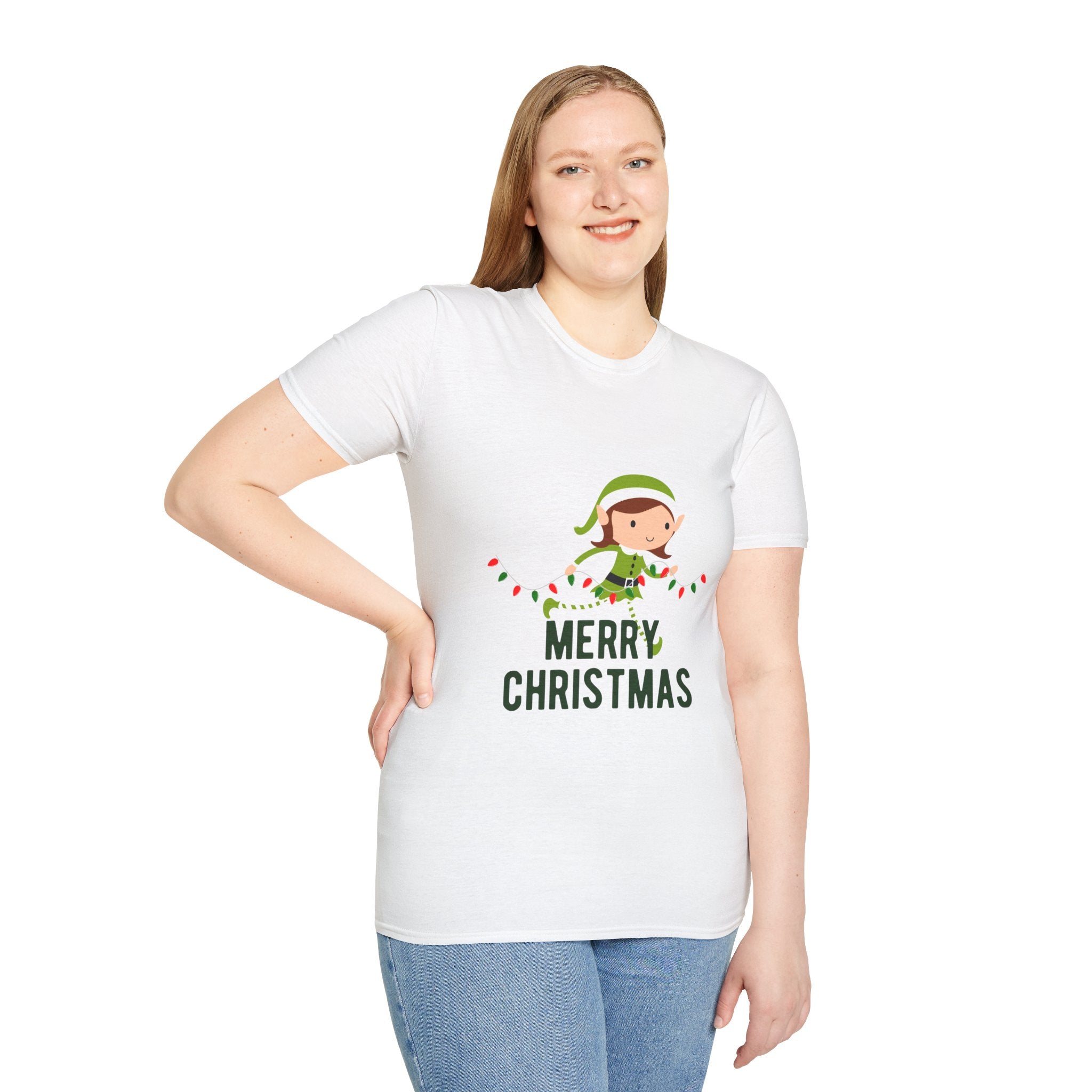 Merry Christmas Elf T-Shirt, Unisex Holiday Tee, Christmas Gift, Festive Apparel, Cute Elf Design, Winter Celebration Shirt