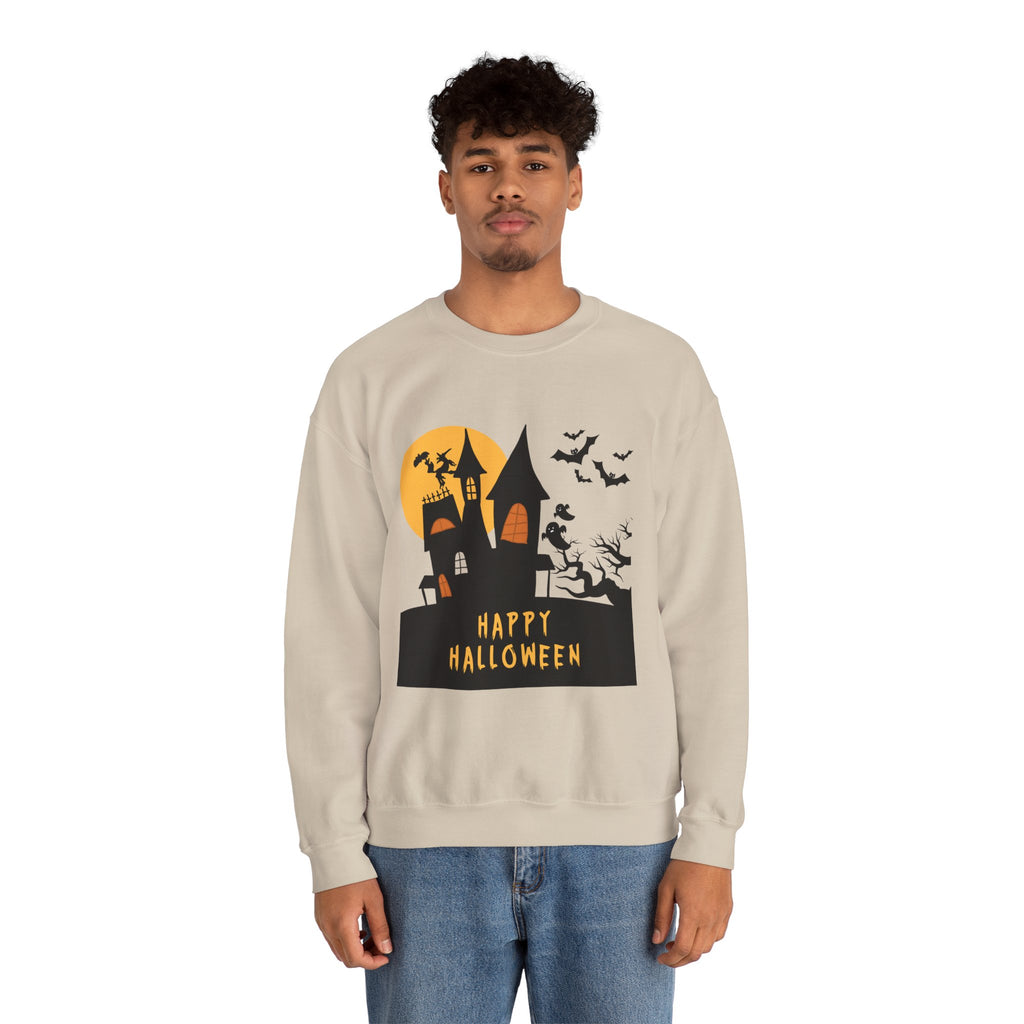 Halloween Haunted House Sweatshirt, Cozy Fall Wardrobe, Unisex Pullover, Spooky Season, Halloween Gift Idea, Festival Apparel