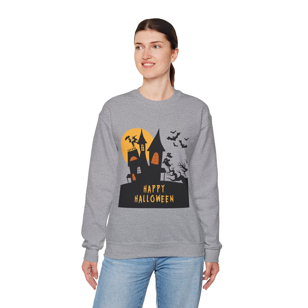 Halloween Haunted House Sweatshirt, Cozy Fall Wardrobe, Unisex Pullover, Spooky Season, Halloween Gift Idea, Festival Apparel