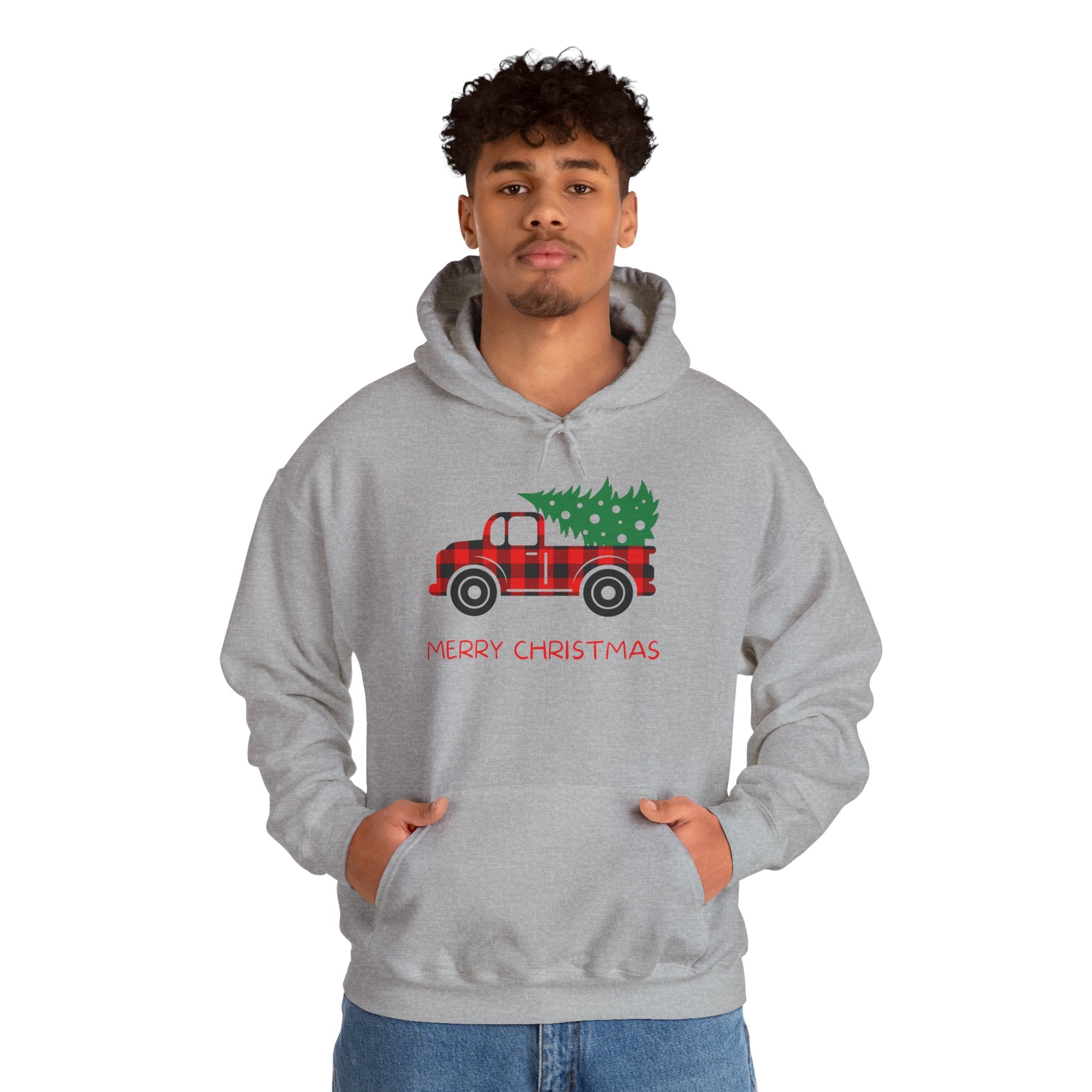 Merry Christmas Truck Hoodie, Festive Sweatshirt, Holiday Gift, Cozy Winter Apparel, Unisex Christmas Wear