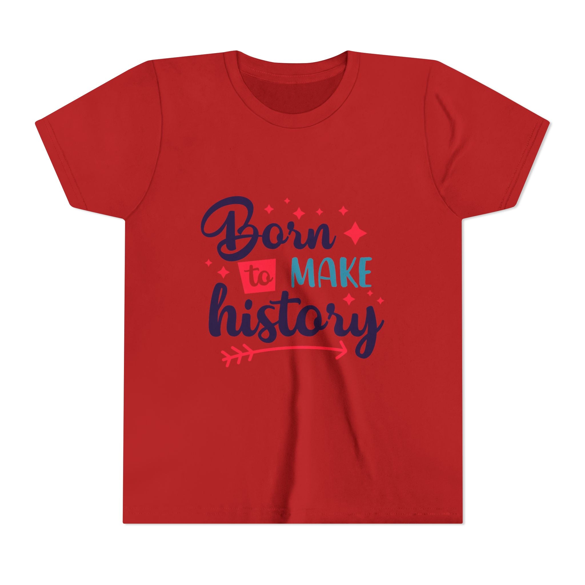 Inspired Youth Short Sleeve Tee: 'Born to Make History' Shirt, Kids Motivational Tee, Birthday Gift, Back to School, Fun Everyday Wear