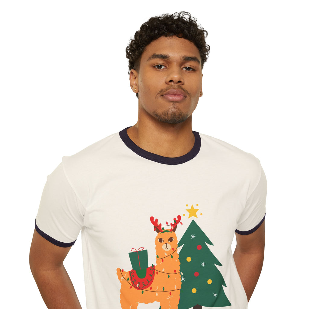Festive Christmas Llama T-Shirt, Fun Holiday Tee, Unisex Gift, Cute Winter Apparel, Cozy Christmas Clothing, Seasonal Statement Shirt
