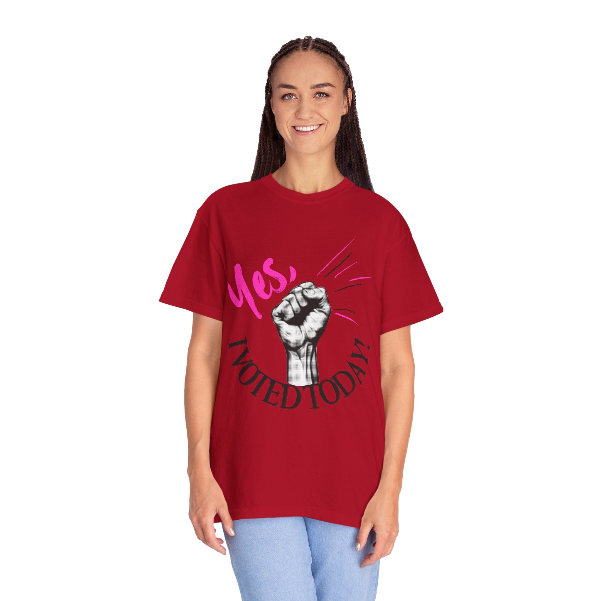 Empowering Voting T-shirt, Yes I Voted Today Tee, Unisex Garment-Dyed Shirt, Election Day Apparel, Civic Engagement Top
