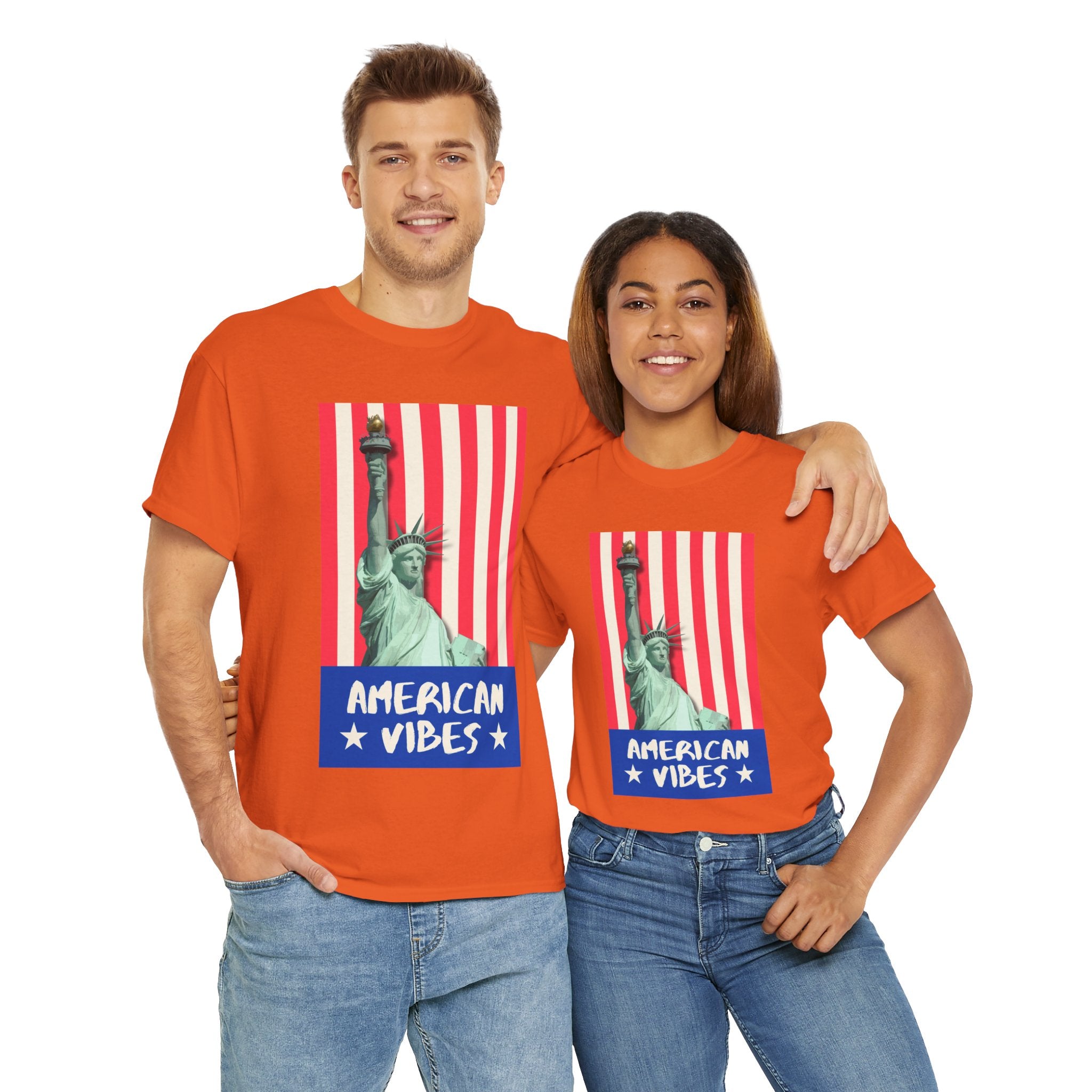 American Vibes Unisex Heavy Cotton Tee, Patriotic Shirt, Gift for Veterans, Independence Day Apparel, Summer Casual Wear