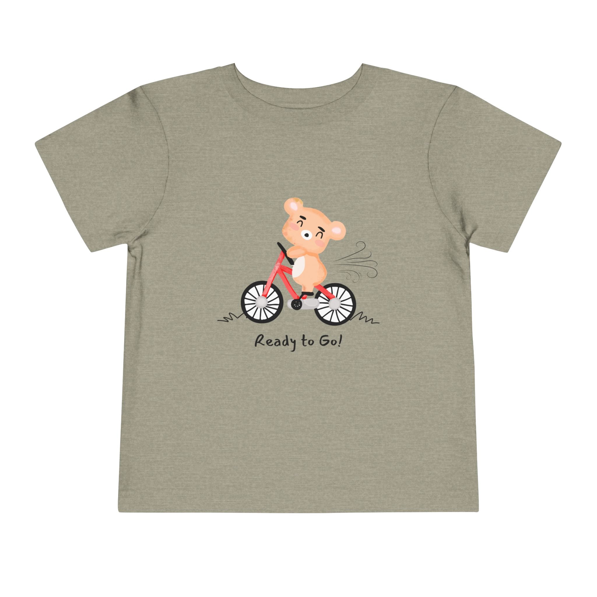 Cute Toddler Short Sleeve Tee - "Ready to Go!" Kids Shirt, Summer Outfit, Playful Apparel, Gift for Kids, Bicycle Design