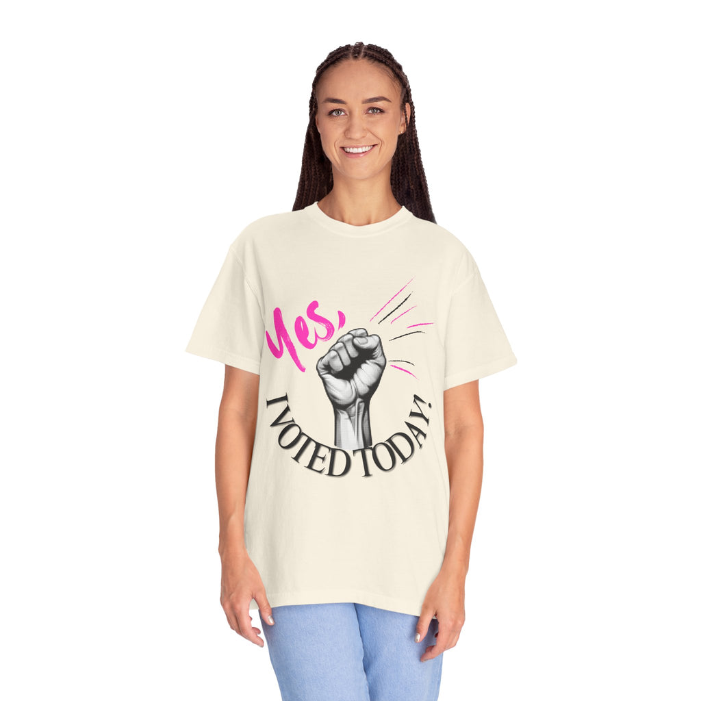 Empowering Voting T-shirt, Yes I Voted Today Tee, Unisex Garment-Dyed Shirt, Election Day Apparel, Civic Engagement Top