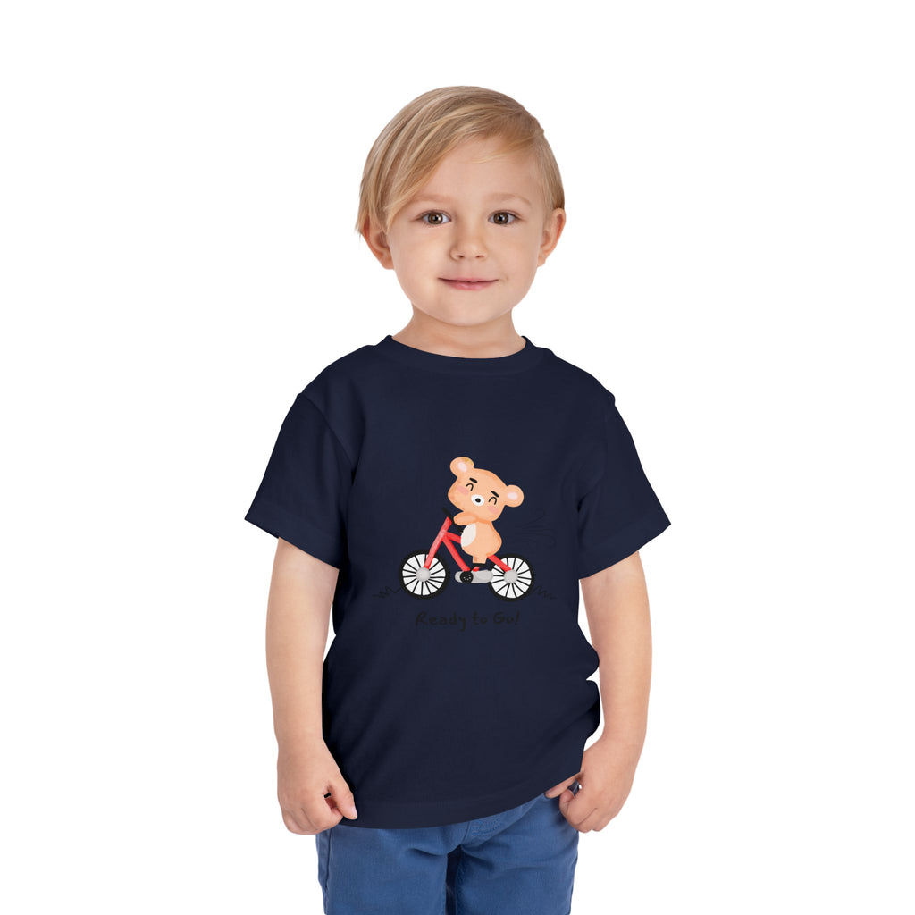 Cute Toddler Short Sleeve Tee - "Ready to Go!" Kids Shirt, Summer Outfit, Playful Apparel, Gift for Kids, Bicycle Design