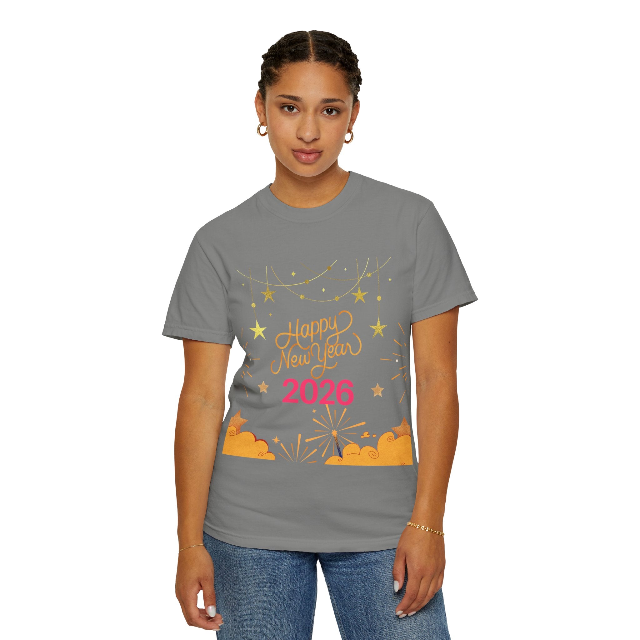 New Year Celebration T-Shirt | Unisex Garment-Dyed Tee with Happy New Year 2026 Design, Festive Apparel, Holiday Gift, Party Wear