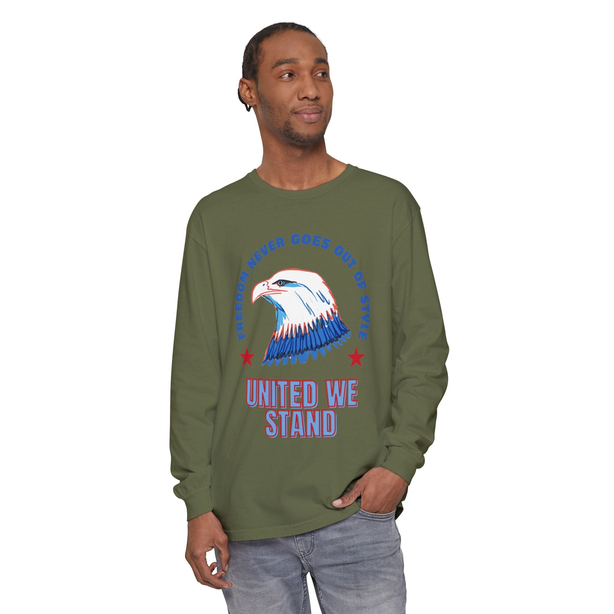 Patriotic Long Sleeve T-Shirt Perfect for Celebrating Holidays, Independence Days