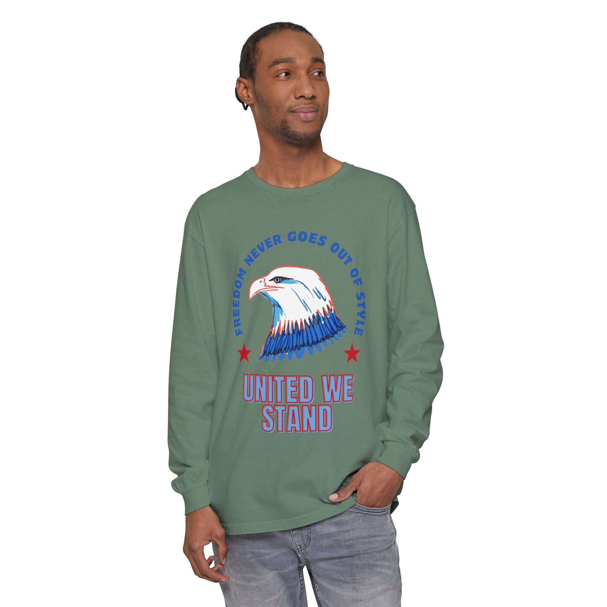 Patriotic Long Sleeve T-Shirt Perfect for Celebrating Holidays, Independence Days